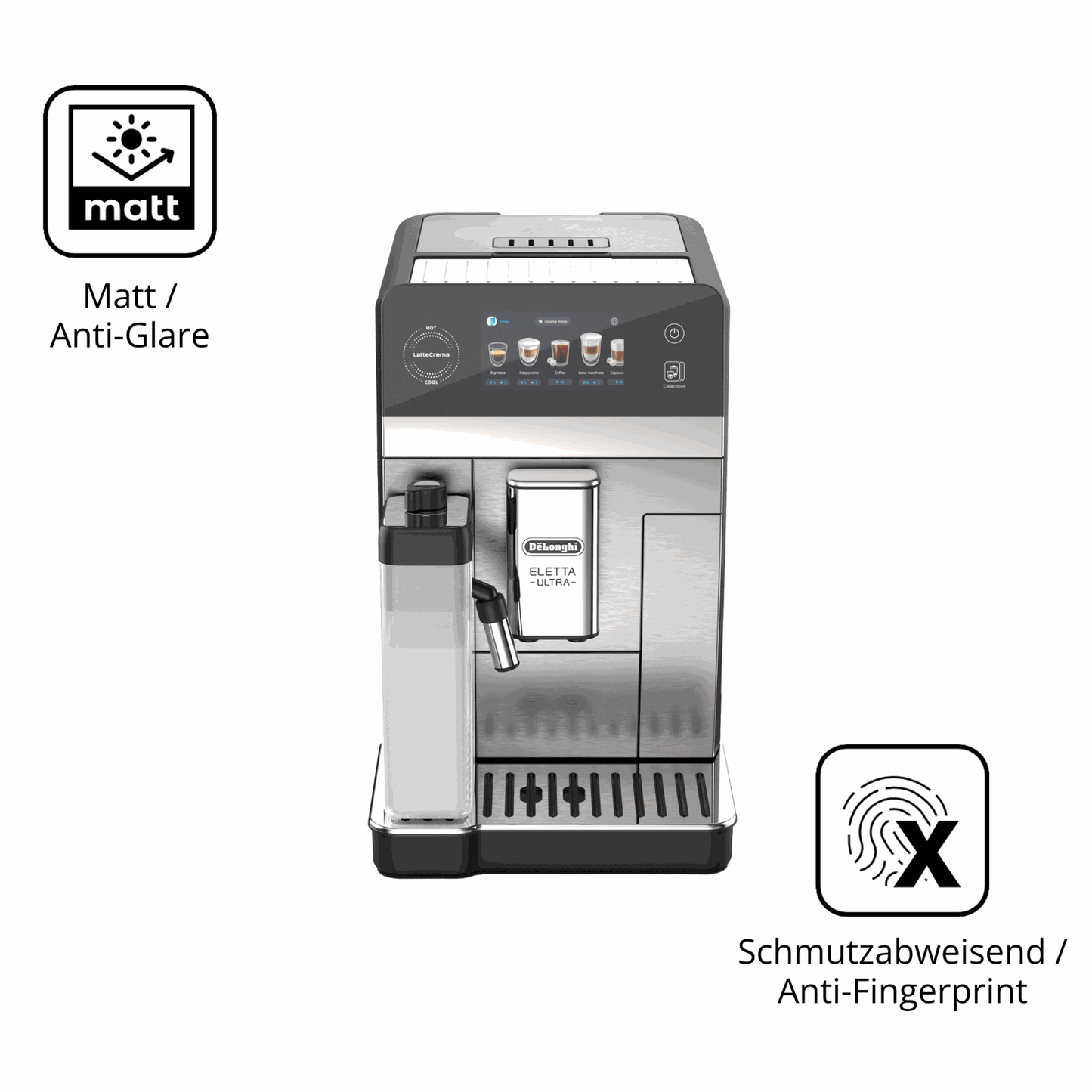 Dünne und entspiegelnde Folie passend zugeschnitten für DeLonghi Eletta Ultra 2026