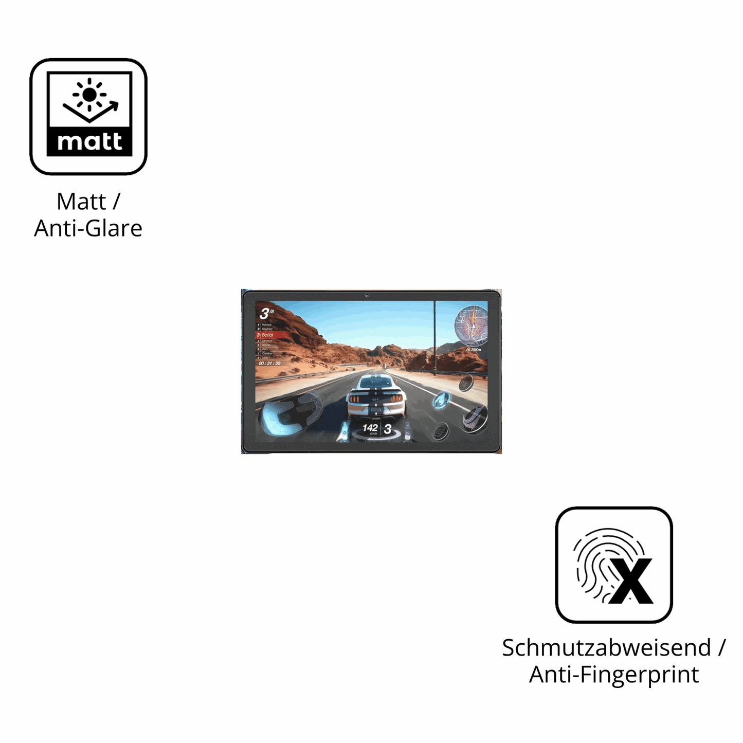 Dünne und entspiegelnde Folie passend zugeschnitten für Dghrti TAB20 10.1