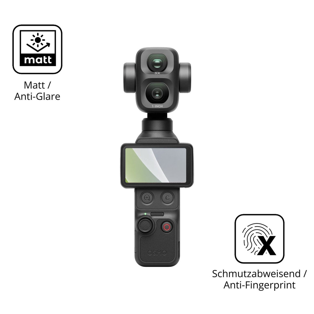 Dünne und entspiegelnde Folie passend zugeschnitten für DJI Osmo Pocket 4P