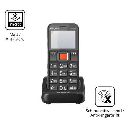 Dünne und entspiegelnde Folie passend zugeschnitten für Easyfone Prime T5