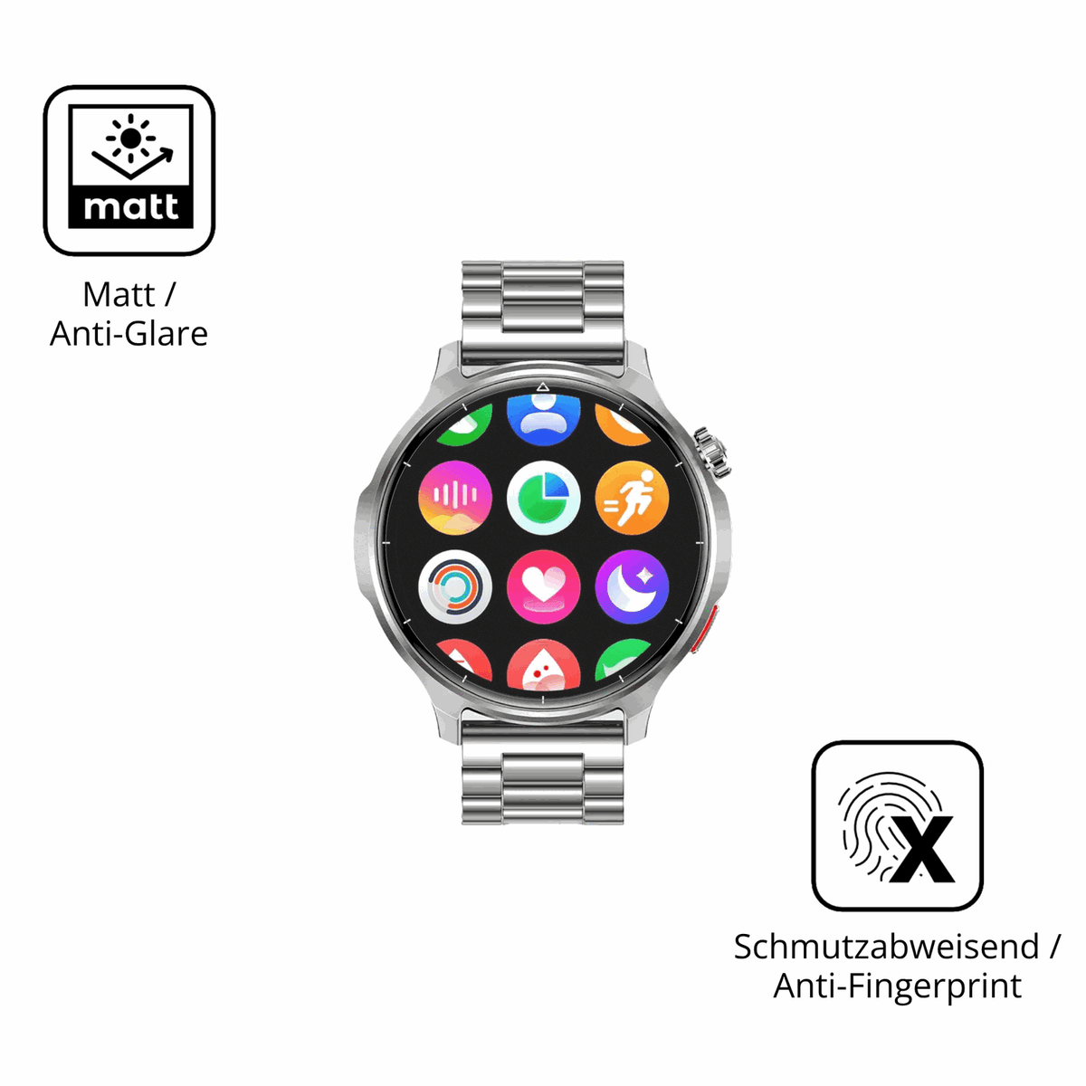 Dünne und entspiegelnde Folie passend zugeschnitten für Fitdafit 1.52 Zoll Smartwatch