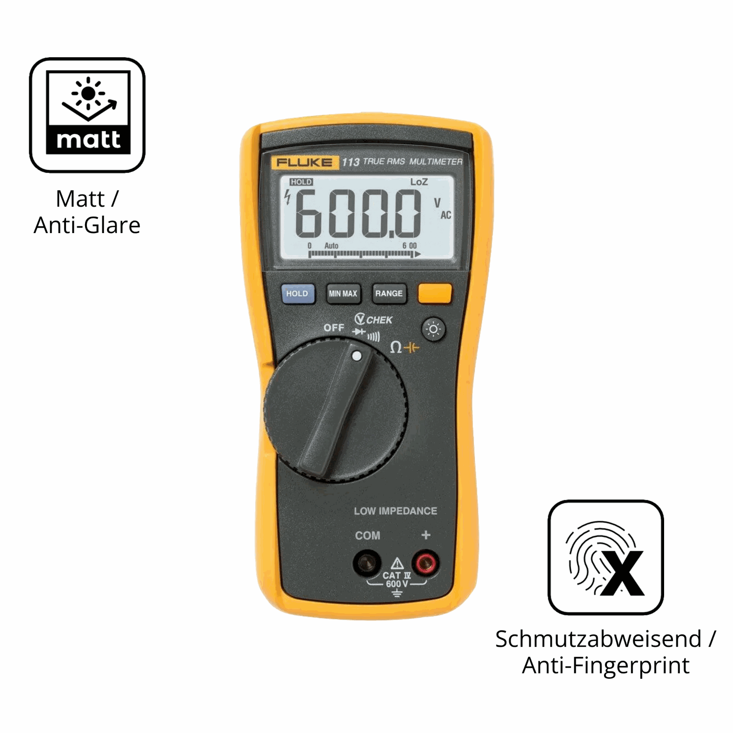 D�nne und entspiegelnde Folie passend zugeschnitten f�r Fluke MultiMeter 113