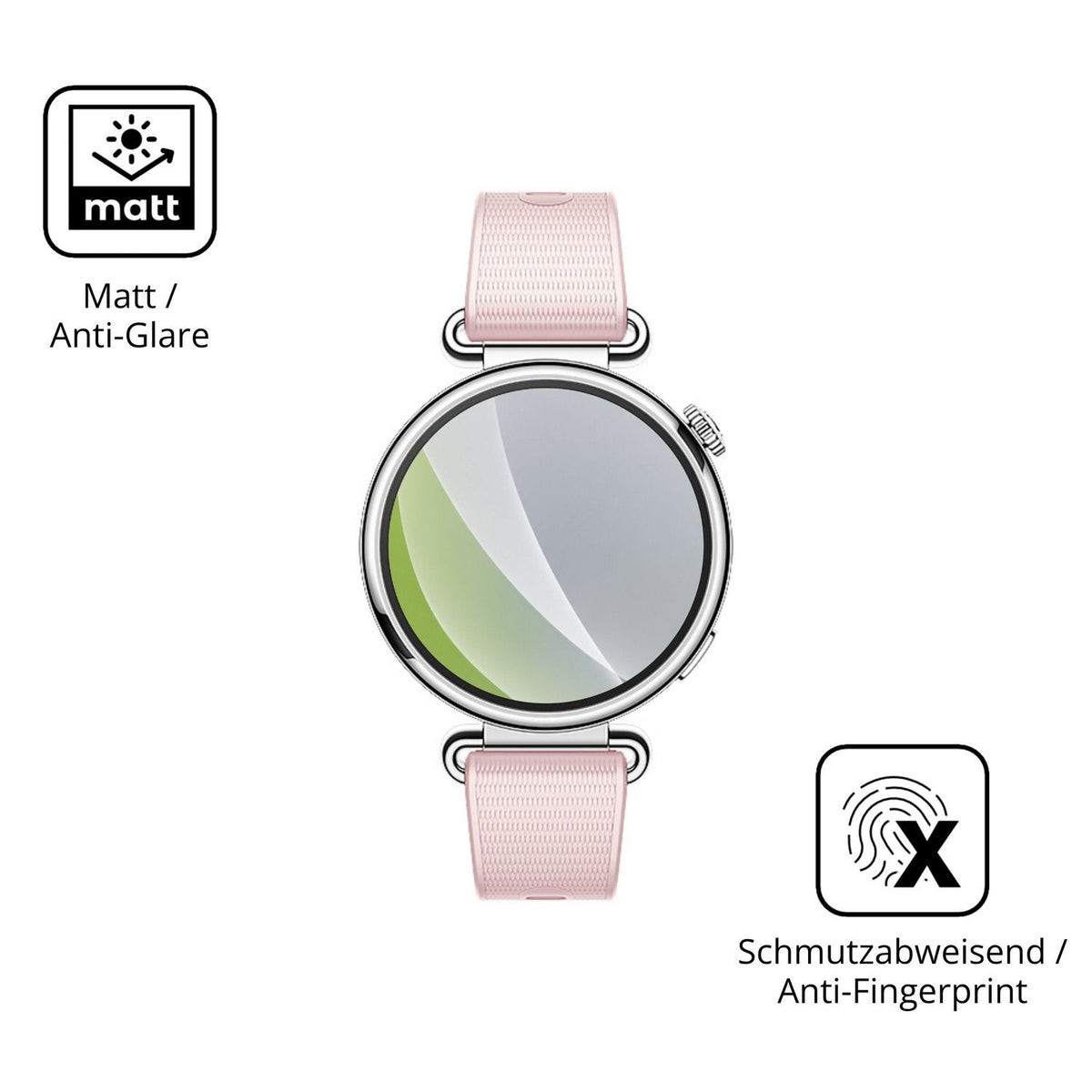 Dünne und entspiegelnde Folie passend zugeschnitten für Huawei Watch GT 7 41 mm