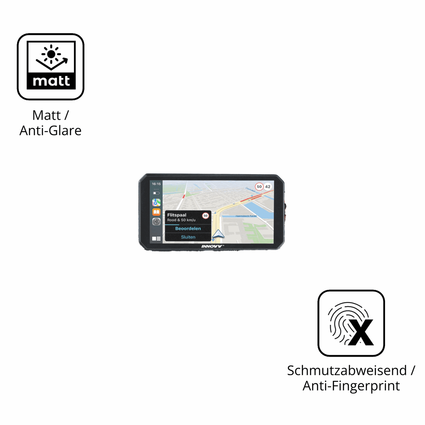 Dünne und entspiegelnde Folie passend zugeschnitten für Innovv N1 Pro 5.99 Zoll