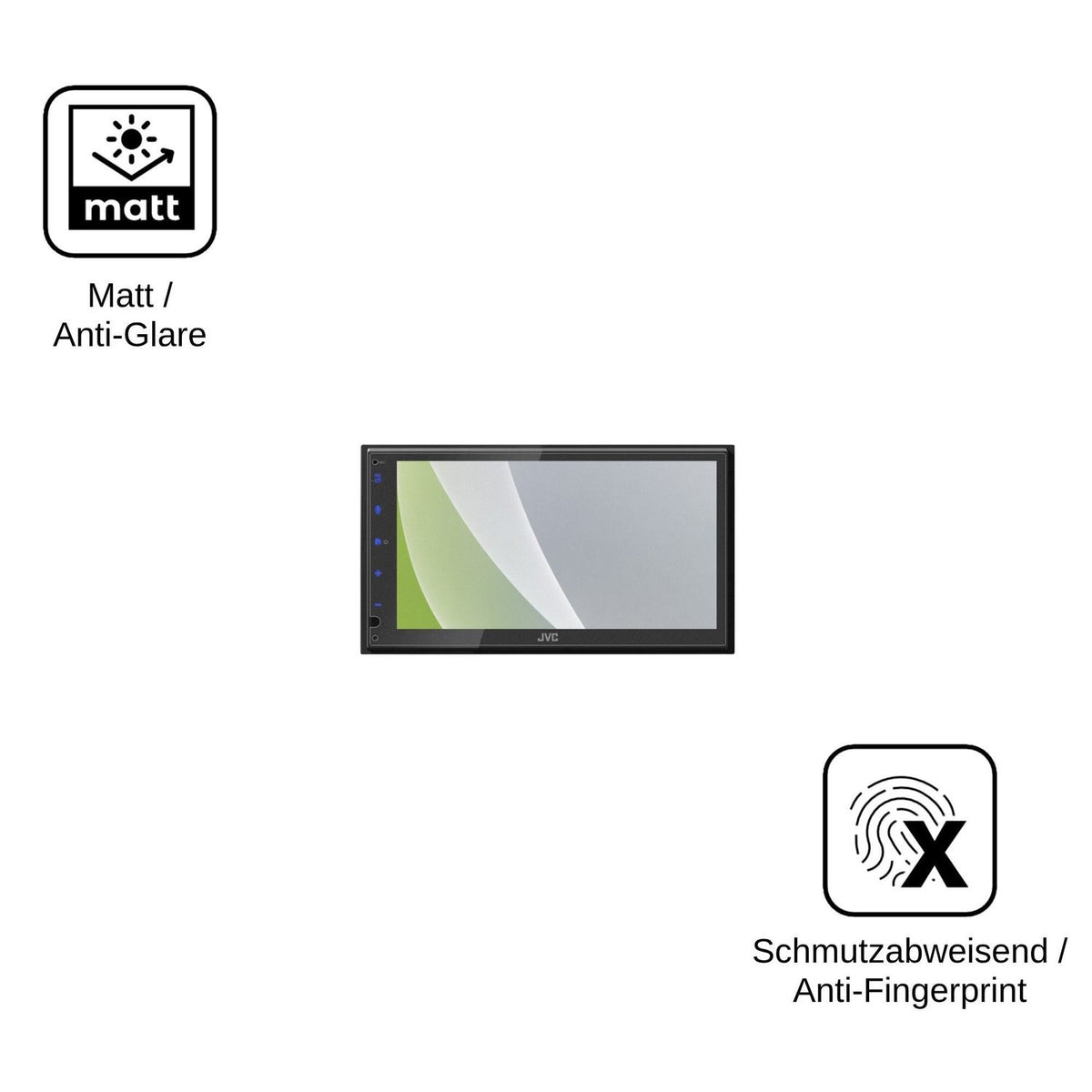 2x Schutzfolie matt für JVC KW-M593BT Display-Schutzfolie