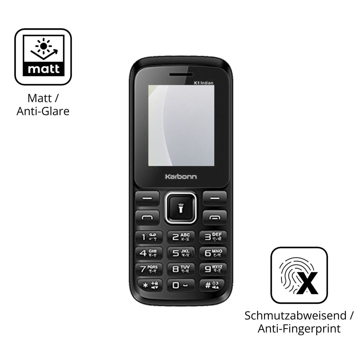 Dünne und entspiegelnde Folie passend zugeschnitten für Karbonn K1 Indian