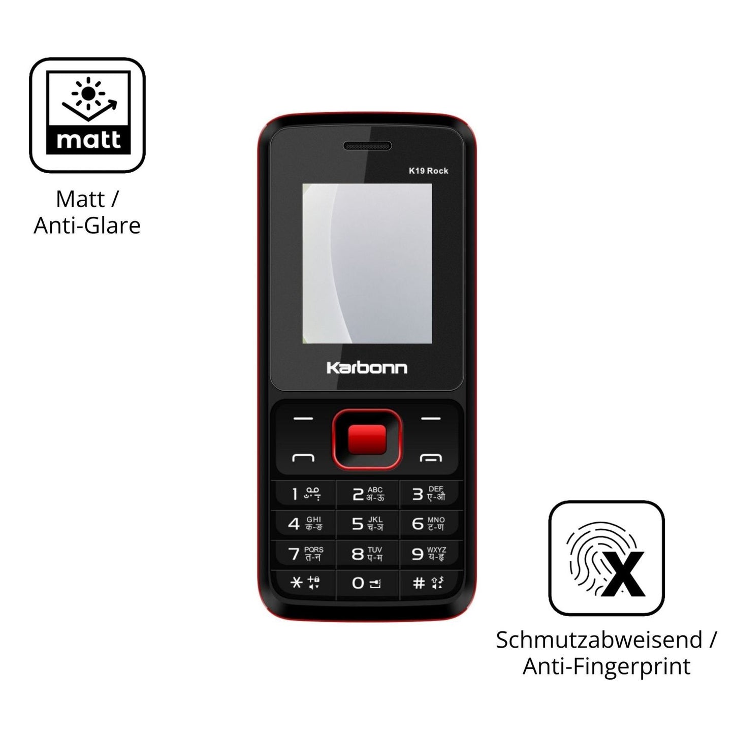 Dünne und entspiegelnde Folie passend zugeschnitten für Karbonn K19 Rock