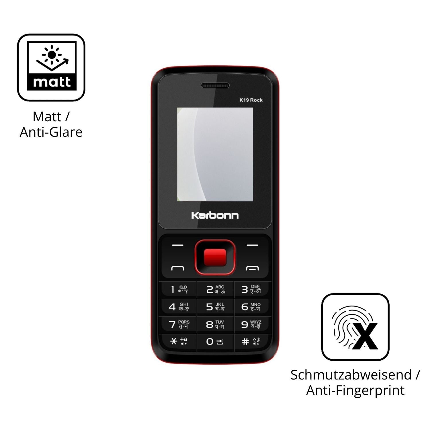 Dünne und entspiegelnde Folie passend zugeschnitten für Karbonn K19 Rock