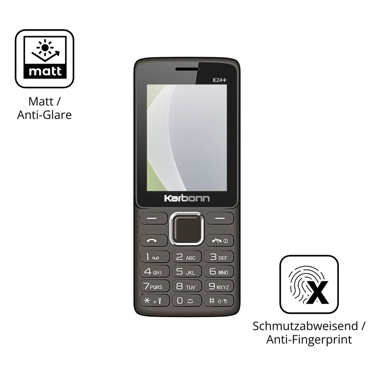 Dünne und entspiegelnde Folie passend zugeschnitten für Karbonn K24 Plus