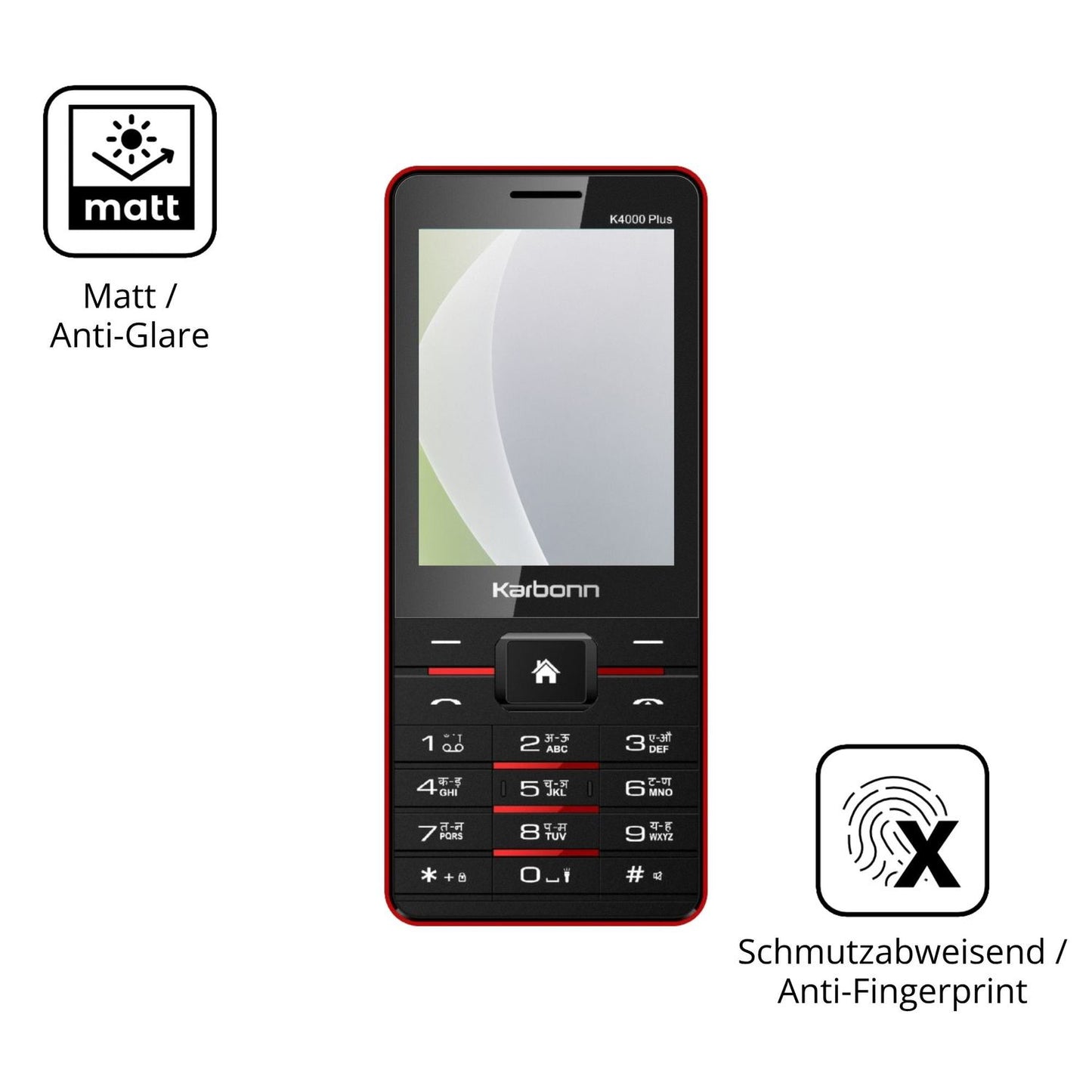 Dünne und entspiegelnde Folie passend zugeschnitten für Karbonn K4000 Plus
