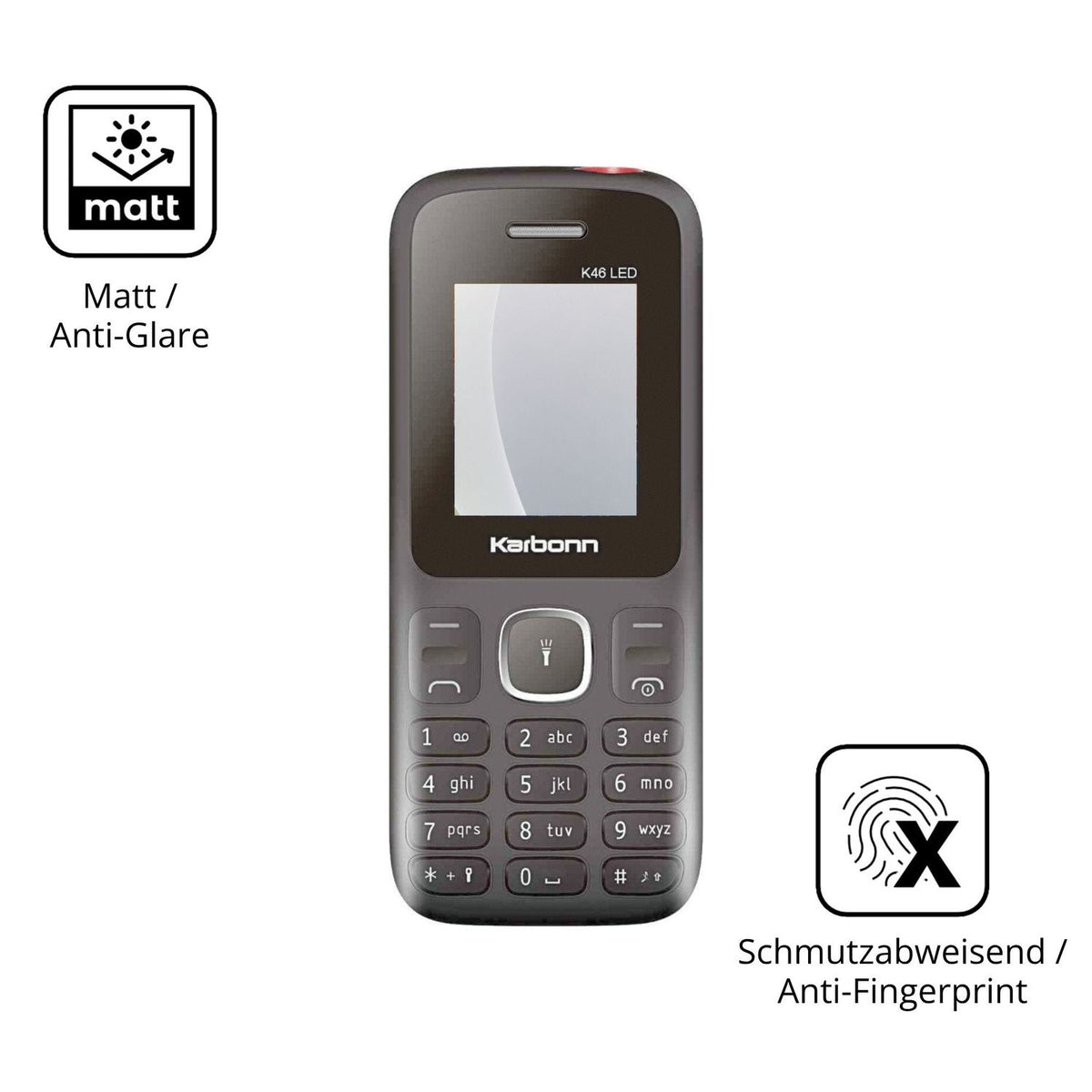 Dünne und entspiegelnde Folie passend zugeschnitten für Karbonn K46 LED