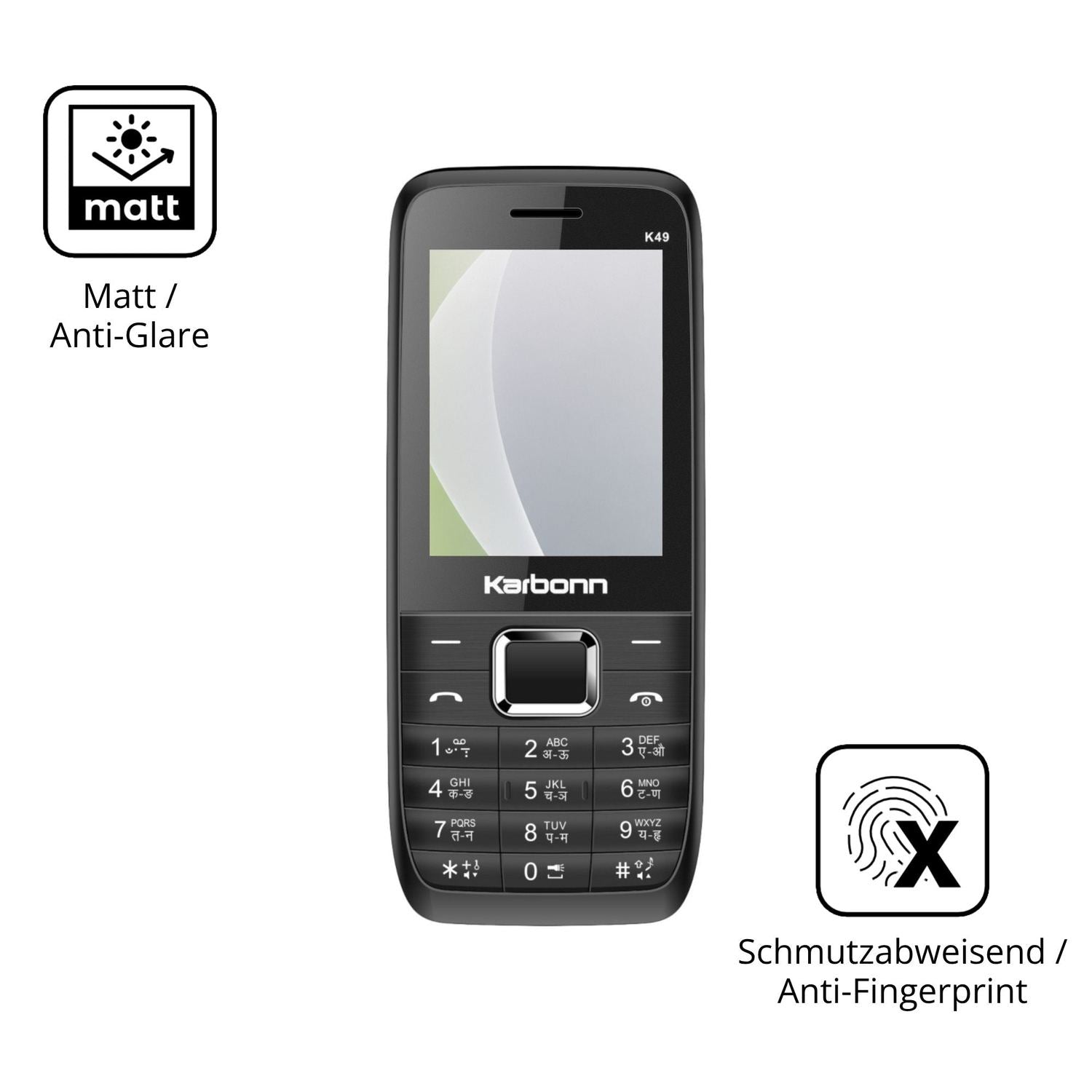 Dünne und entspiegelnde Folie passend zugeschnitten für Karbonn K49