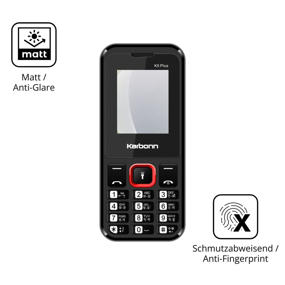 Dünne und entspiegelnde Folie passend zugeschnitten für Karbonn K5 Plus