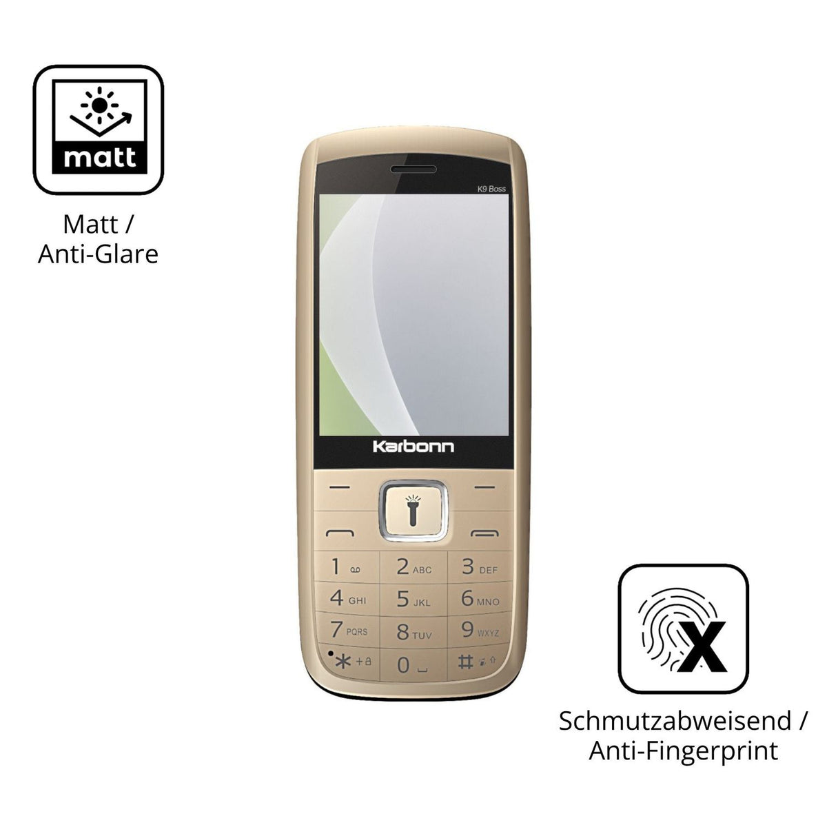 Dünne und entspiegelnde Folie passend zugeschnitten für Karbonn K9 Boss