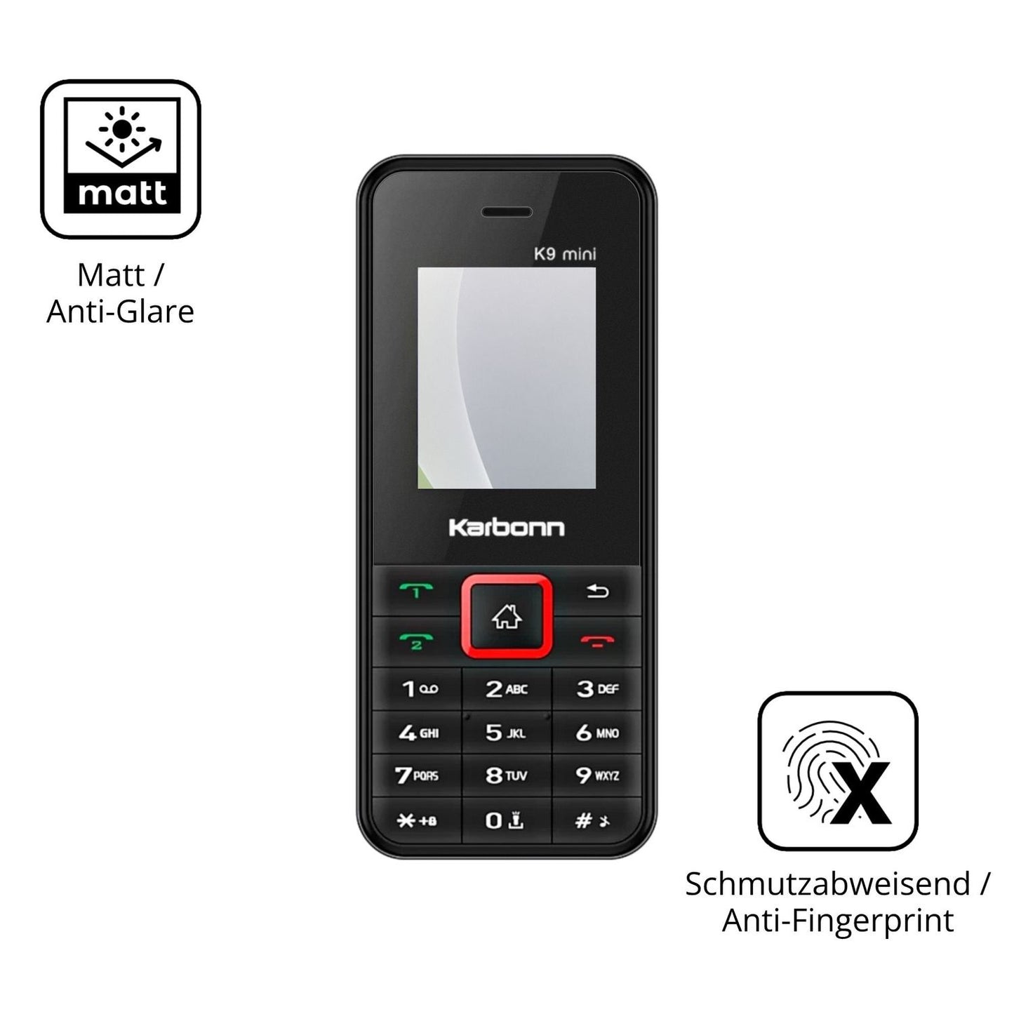 Dünne und entspiegelnde Folie passend zugeschnitten für Karbonn K9 Mini