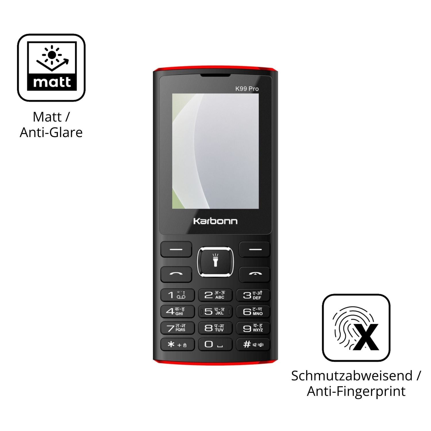 Dünne und entspiegelnde Folie passend zugeschnitten für Karbonn K99 Pro