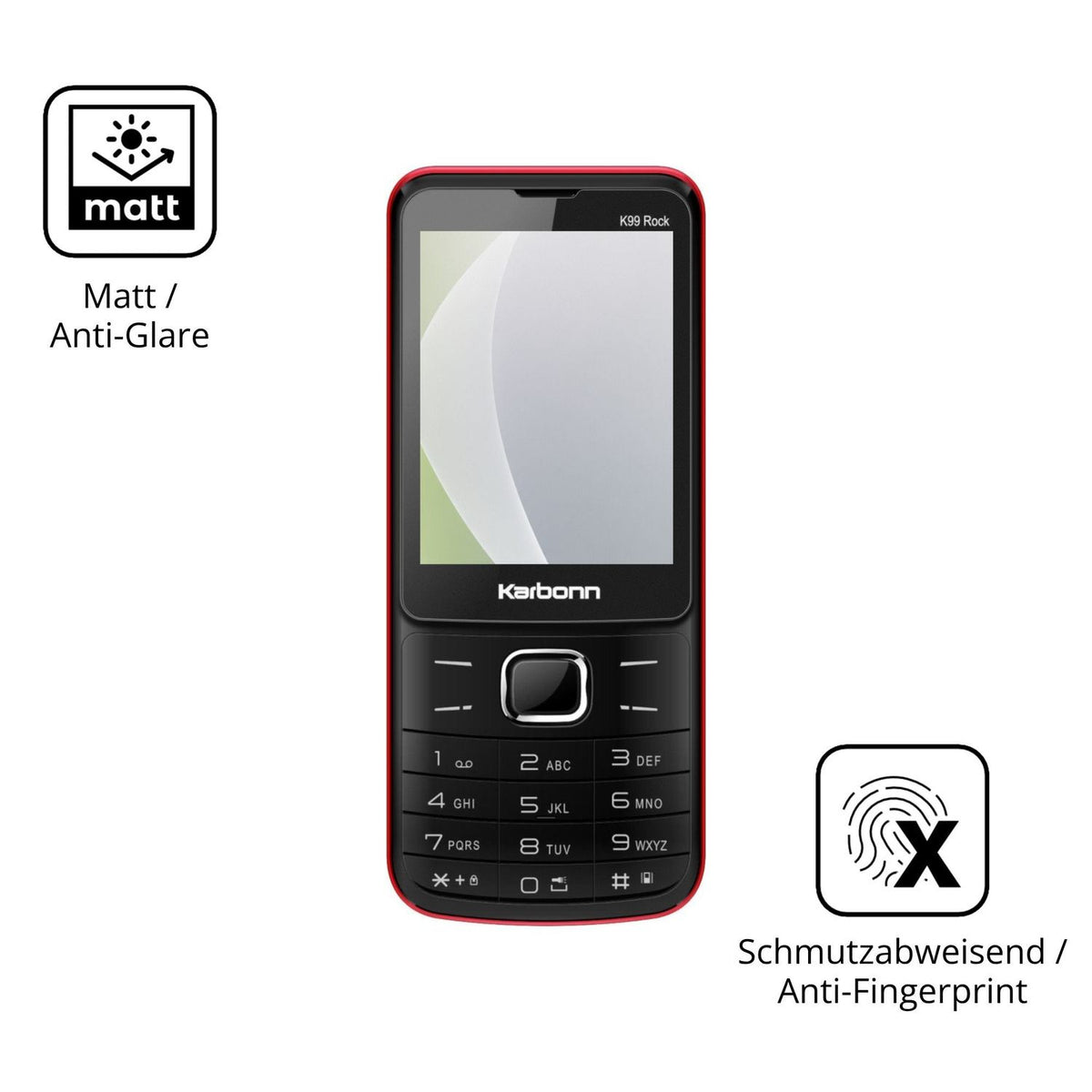 Dünne und entspiegelnde Folie passend zugeschnitten für Karbonn K99 Rock