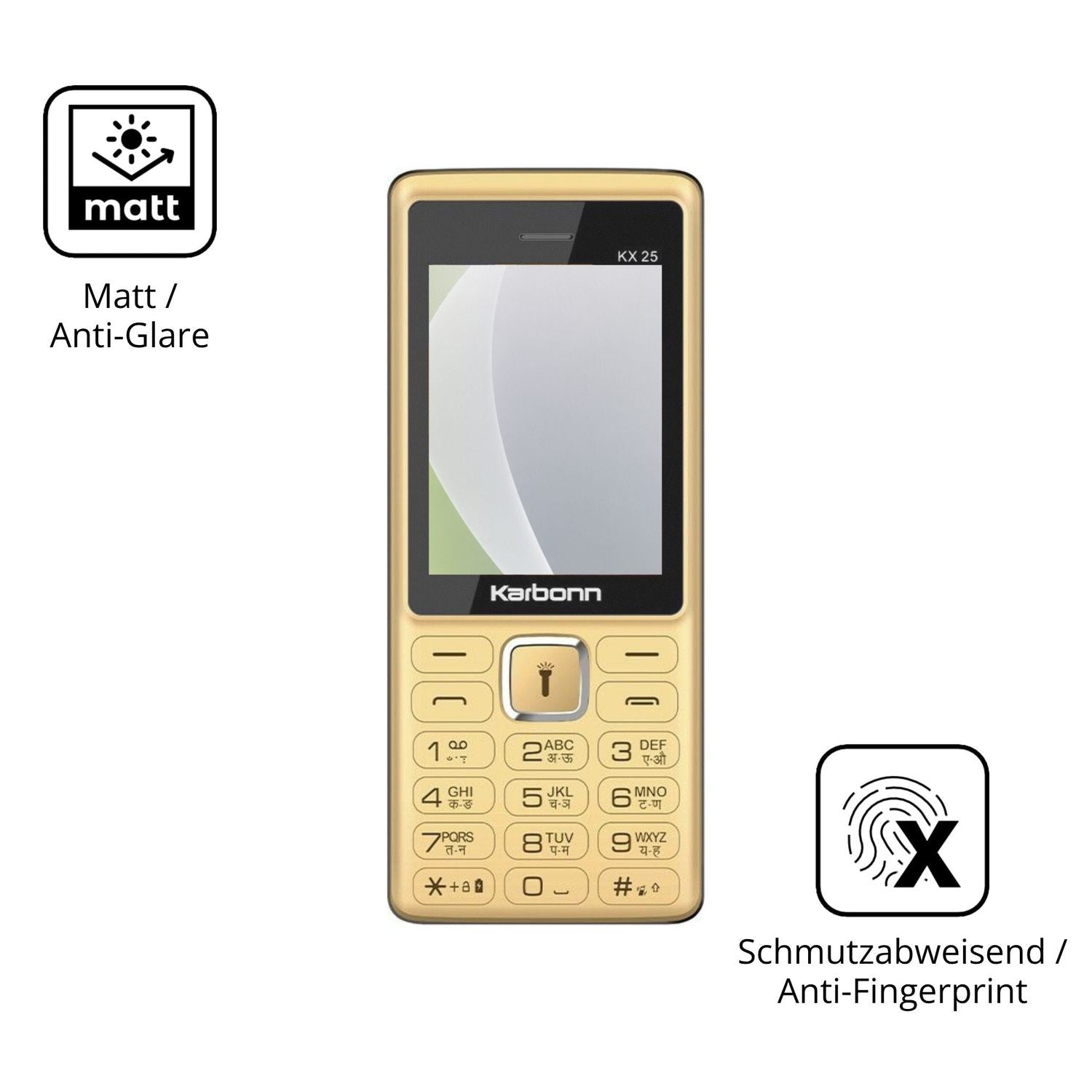 Dünne und entspiegelnde Folie passend zugeschnitten für Karbonn KX25