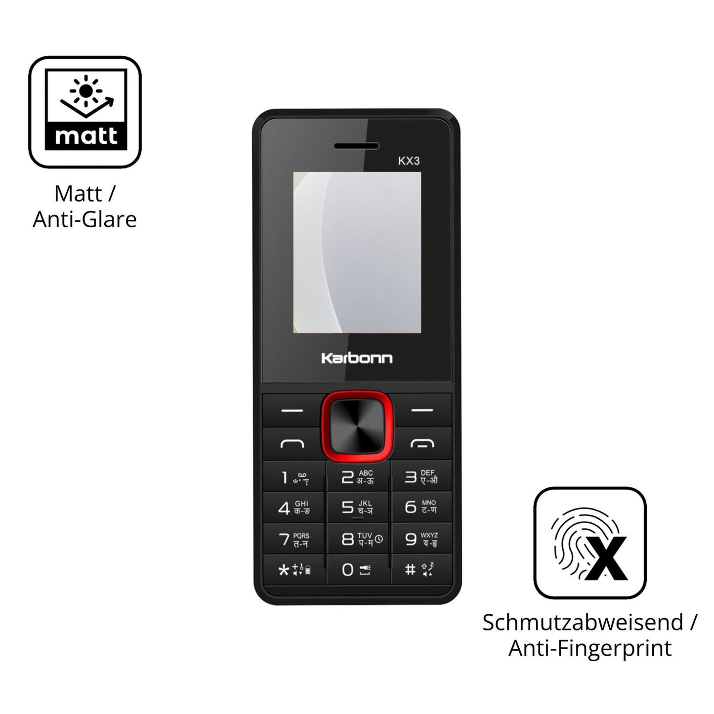 Dünne und entspiegelnde Folie passend zugeschnitten für Karbonn KX3