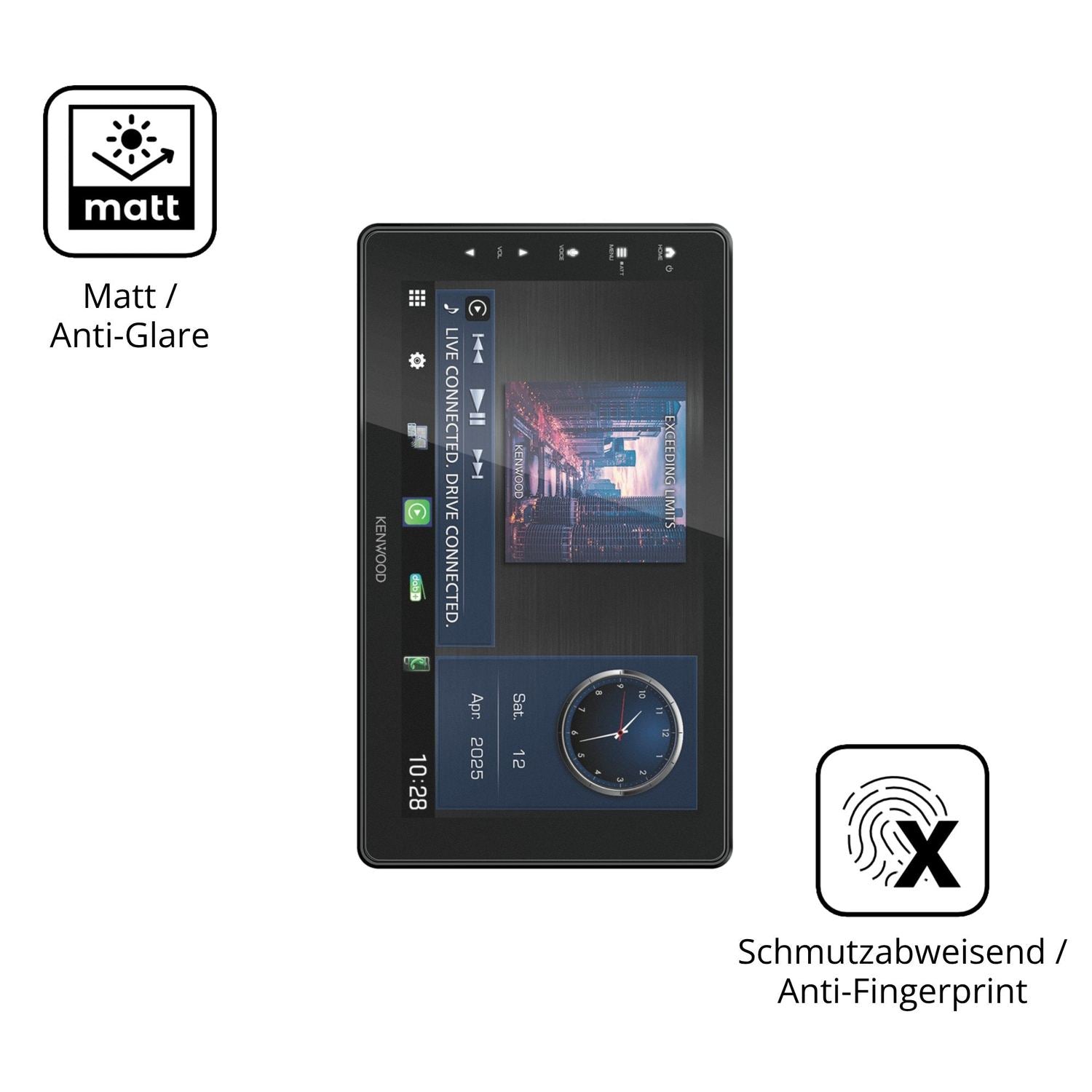 Dünne und entspiegelnde Folie passend zugeschnitten für Kenwood DMX-F920DS