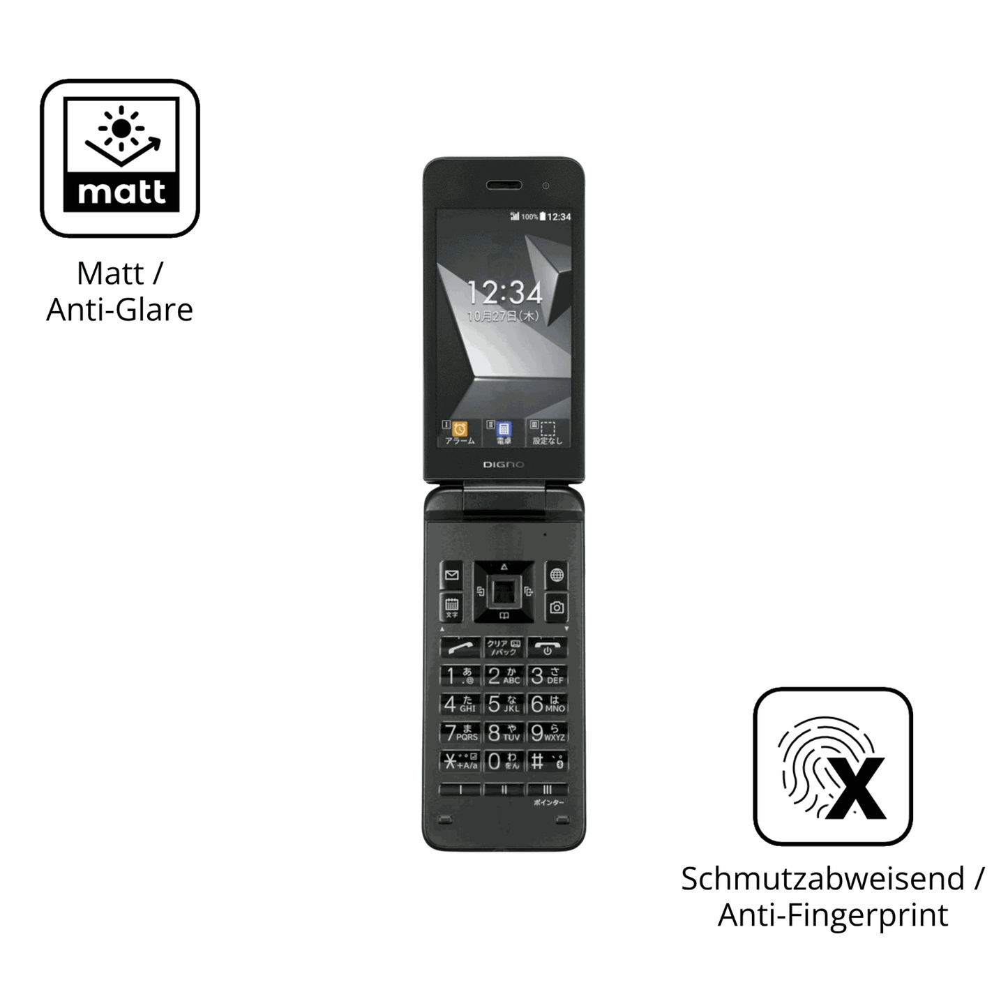 Dünne und entspiegelnde Folie passend zugeschnitten für Kyocera Digno Keitai 4