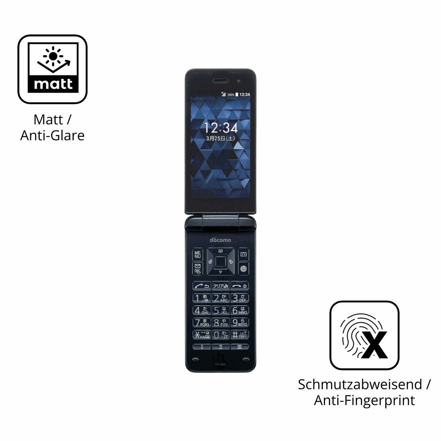 Dünne und entspiegelnde Folie passend zugeschnitten für Kyocera Digno Keitai Cameraless