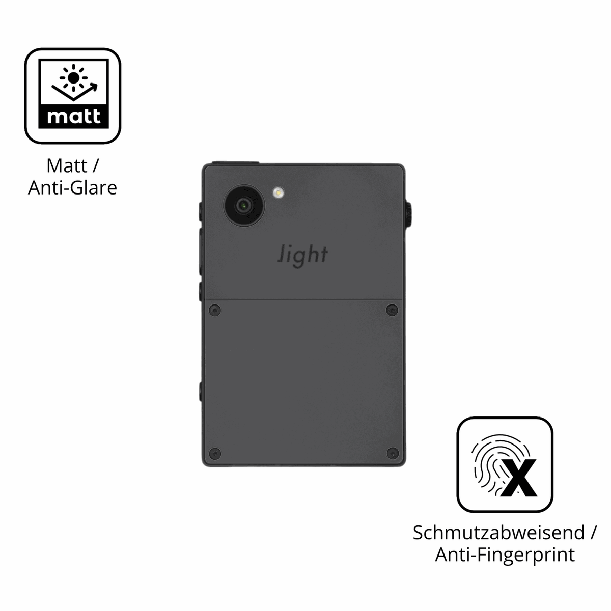 Dünne und entspiegelnde Folie passend zugeschnitten für Light Phone 3 Rückseite