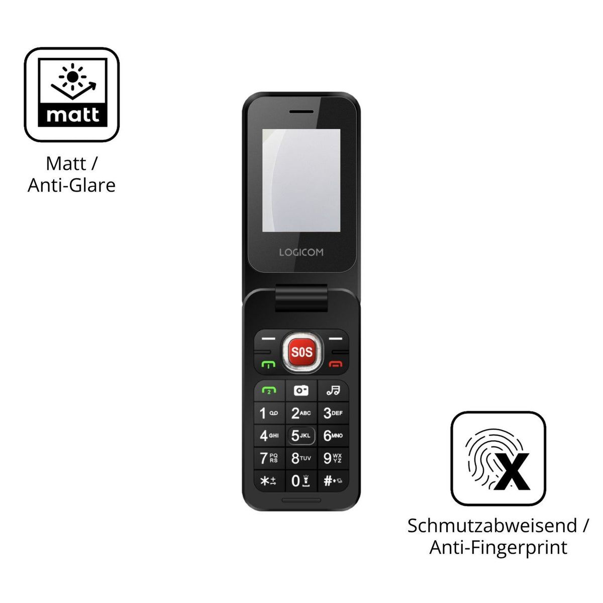 Dünne und entspiegelnde Folie passend zugeschnitten für Logicom Fleep S90