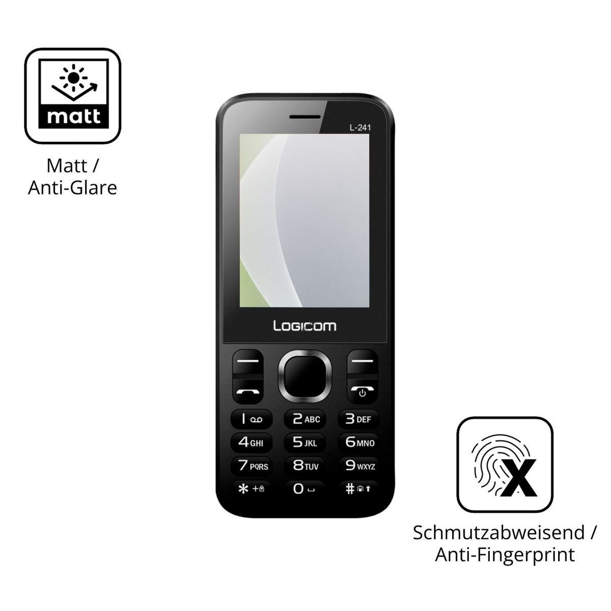 Dünne und entspiegelnde Folie passend zugeschnitten für Logicom L-241