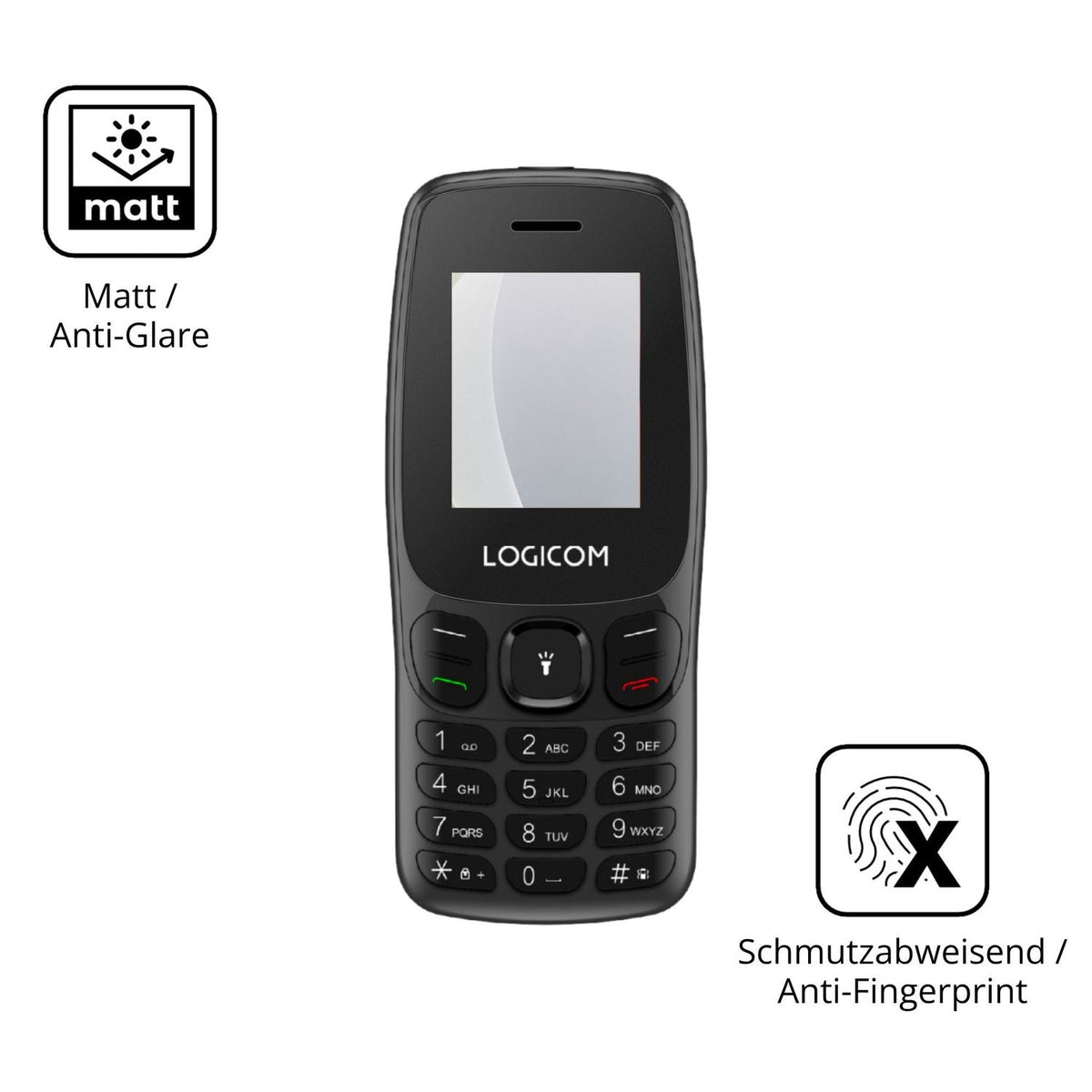 Dünne und entspiegelnde Folie passend zugeschnitten für Logicom Posh 405