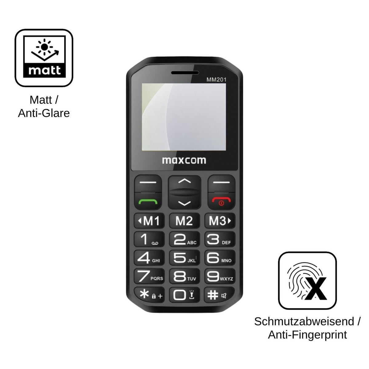 4x Schutzfolie matt für MaxCom MM201 Display-Schutzfolie
