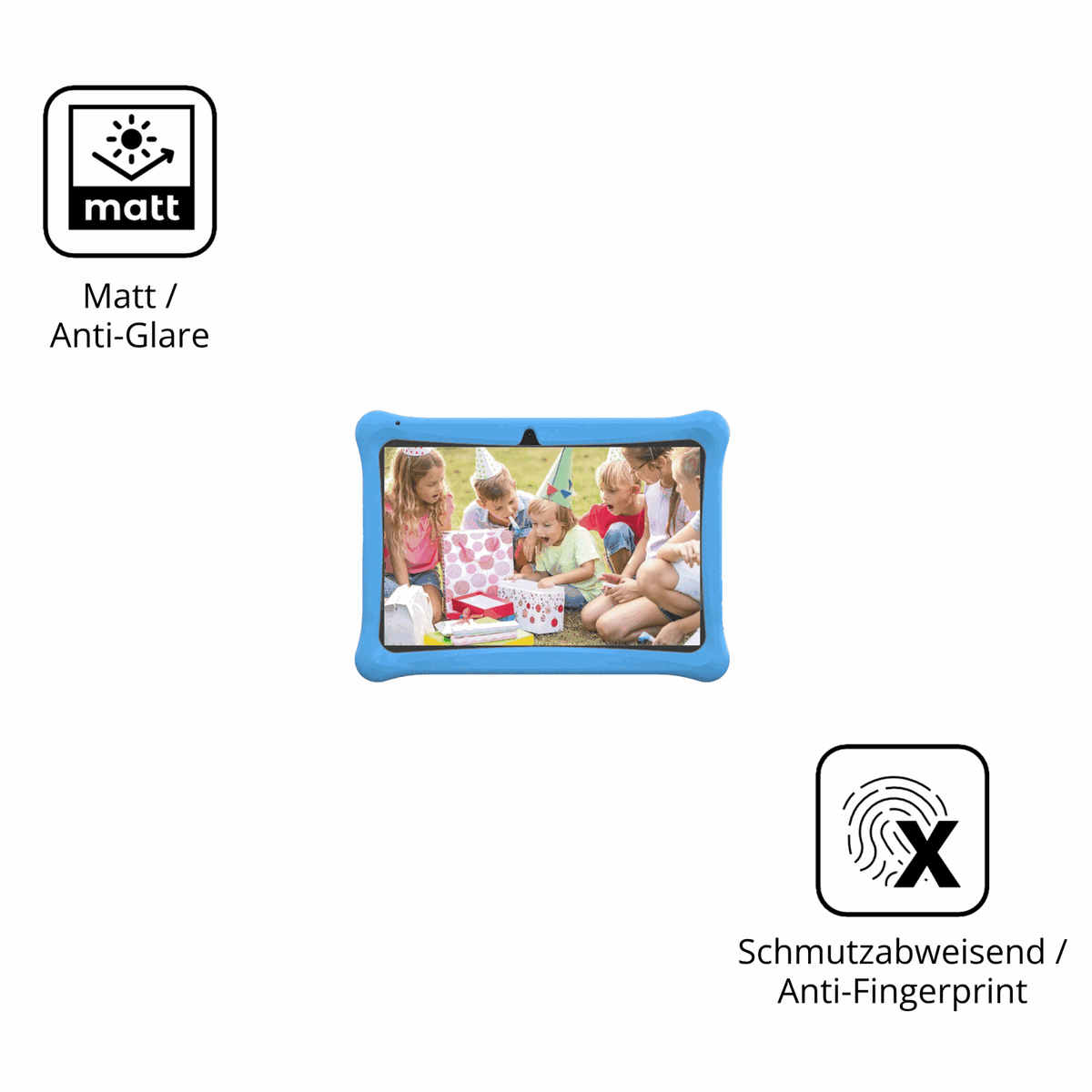 Dünne und entspiegelnde Folie passend zugeschnitten für Menghu Kids Tablet 10.1