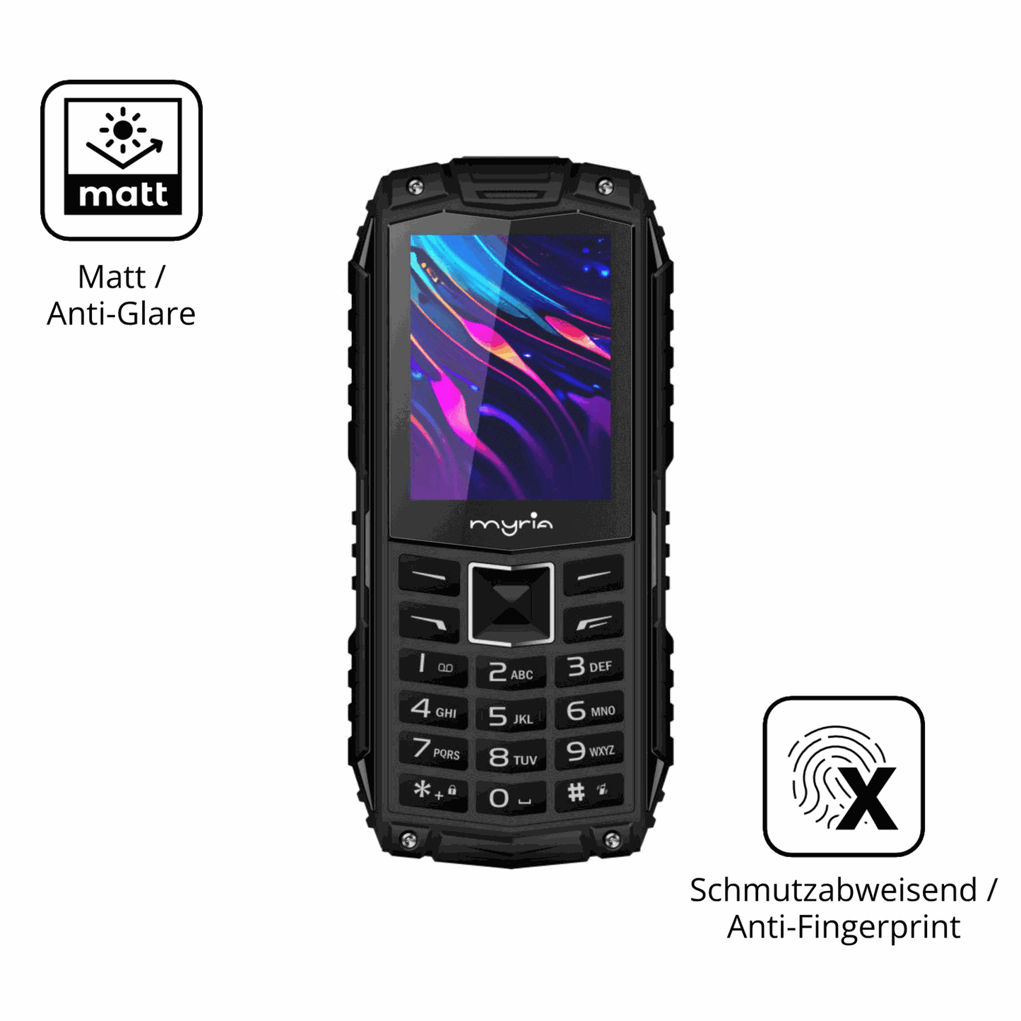 Dünne und entspiegelnde Folie passend zugeschnitten für Myria Enduro 3G