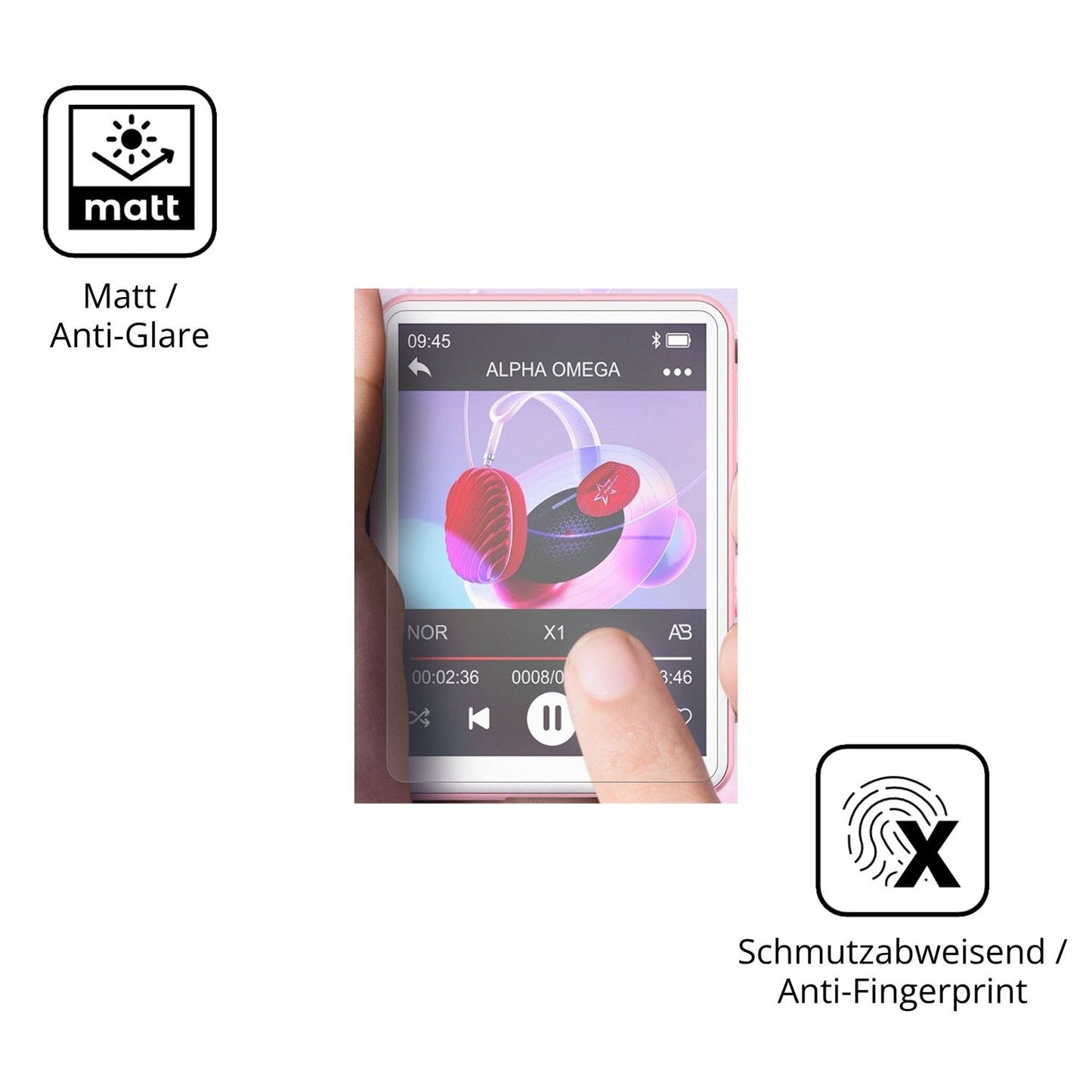 Dünne und entspiegelnde Folie passend zugeschnitten für Oilsky M1 MP3-Player