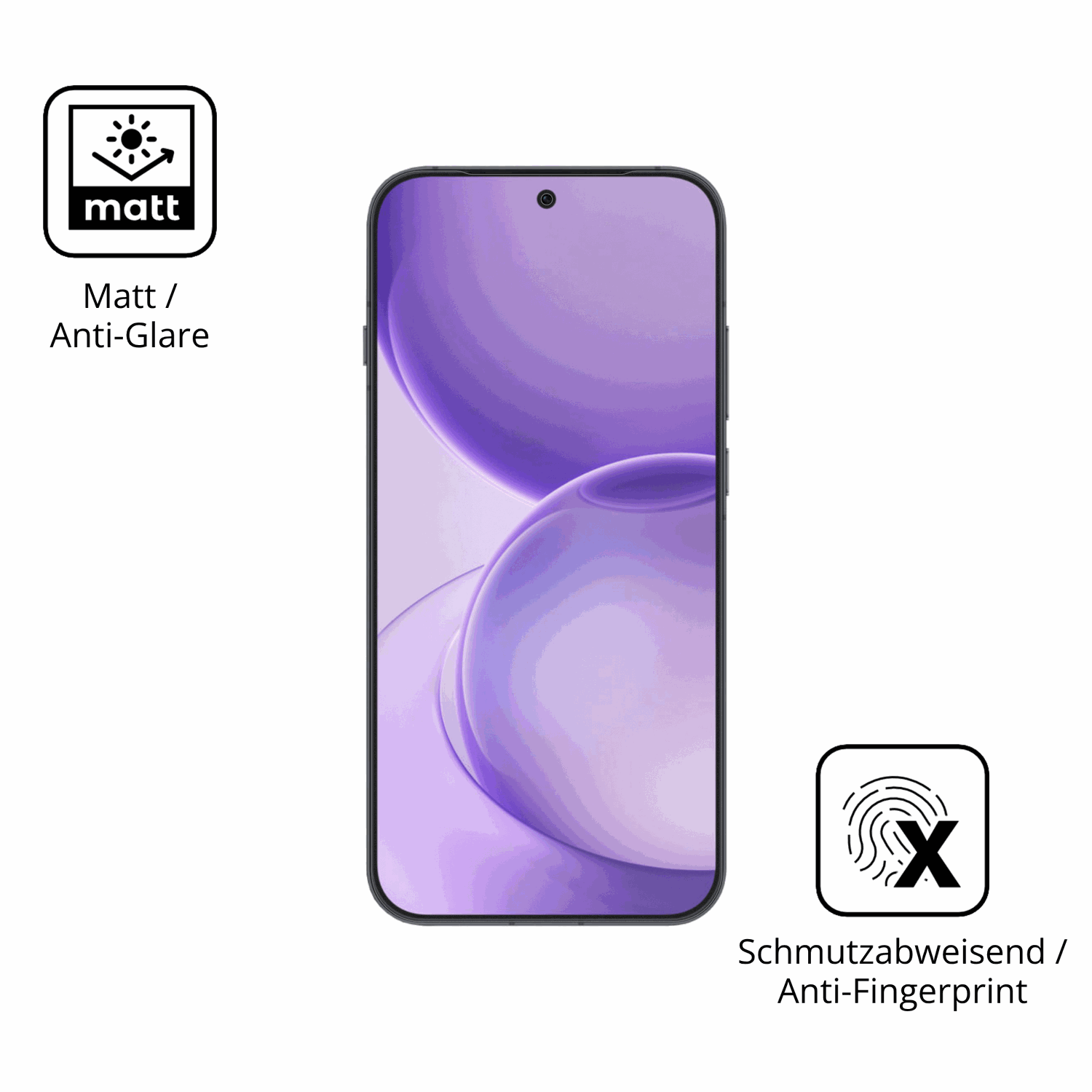 Dünne und entspiegelnde Folie passend zugeschnitten für Oppo Reno16 Pro