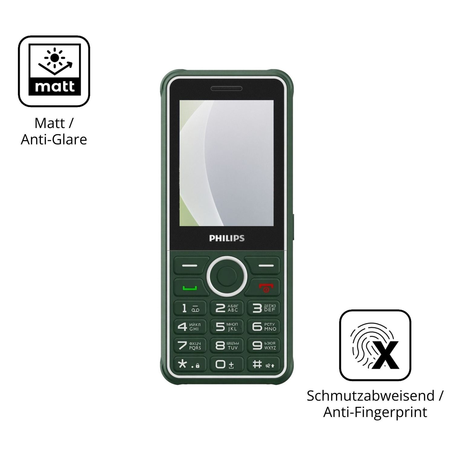 Dünne und entspiegelnde Folie passend zugeschnitten für Philips Xenium E2301