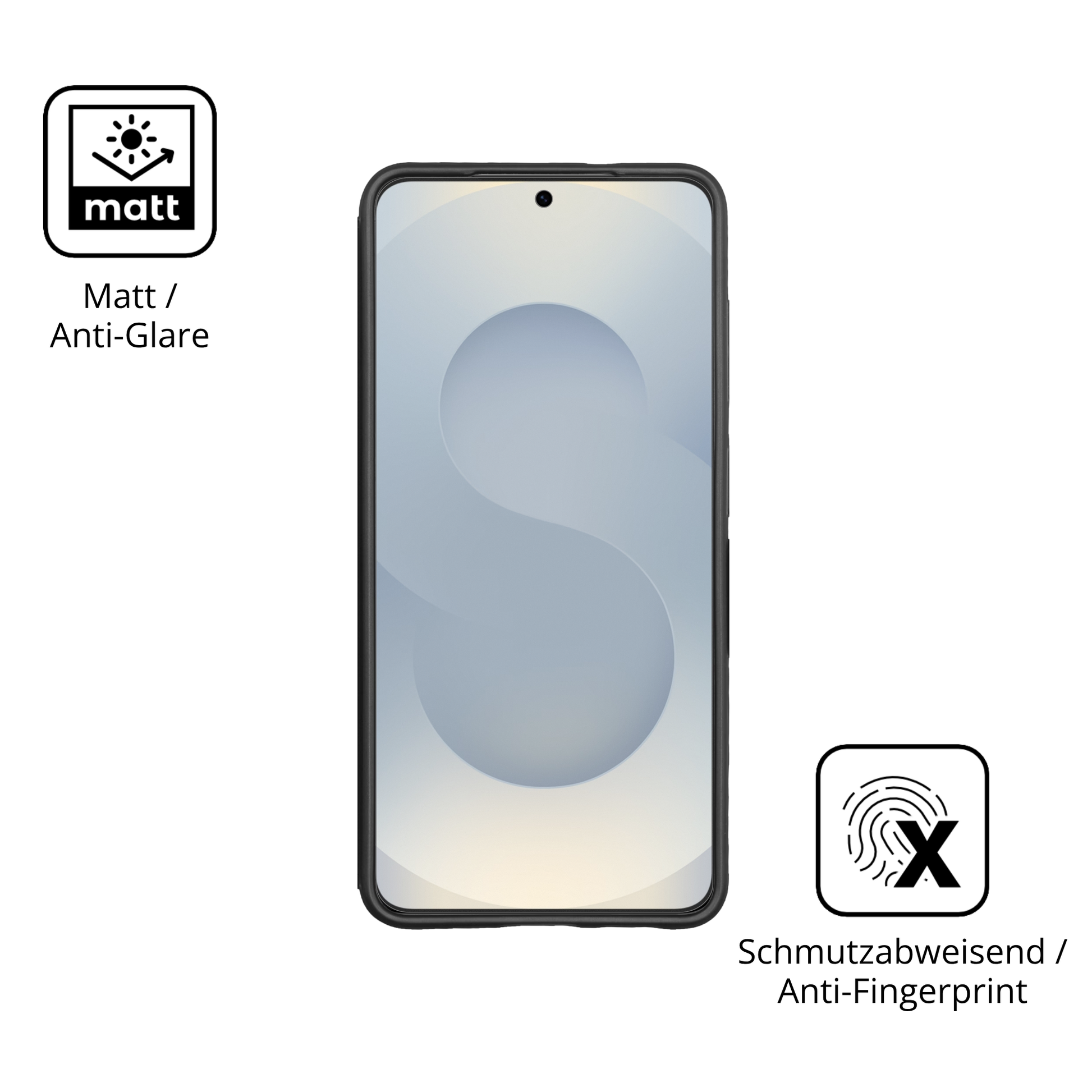 D�nne und entspiegelnde Folie passend zugeschnitten f�r Samsung Galaxy S26 Case Friendly