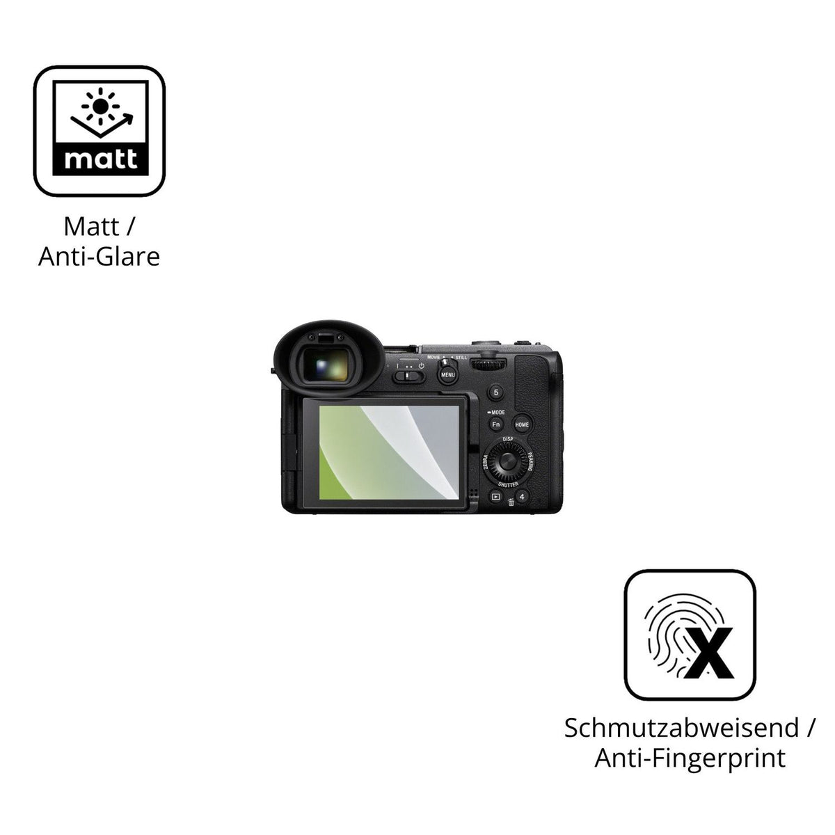 Dünne und entspiegelnde Folie passend zugeschnitten für Sony FX2