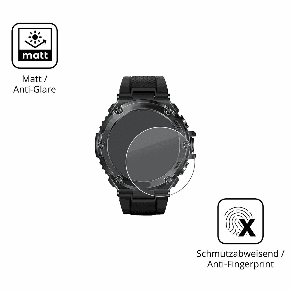 D�nne und entspiegelnde Folie passend zugeschnitten f�r Stahlgear Titan Pro