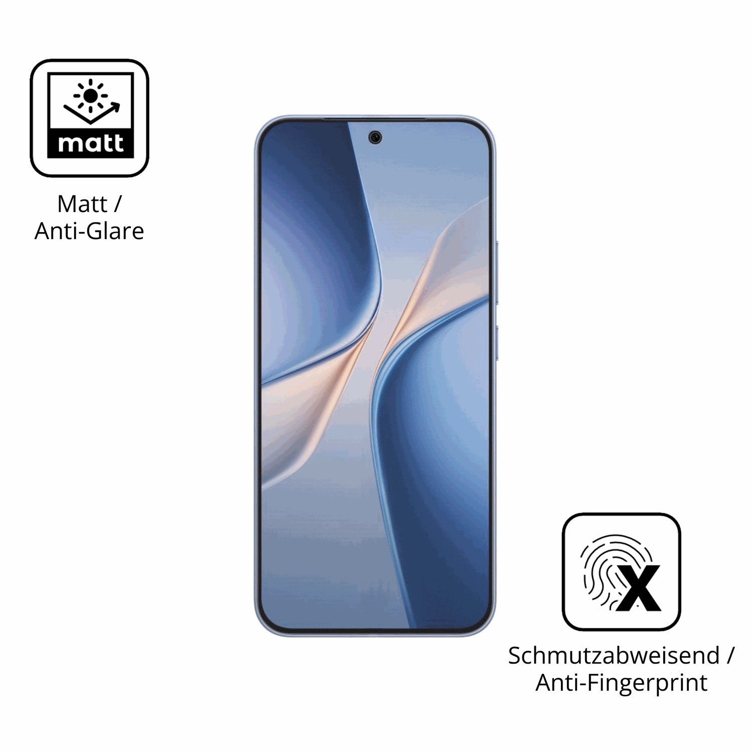 Dünne und entspiegelnde Folie passend zugeschnitten für Vivo T5 Pro