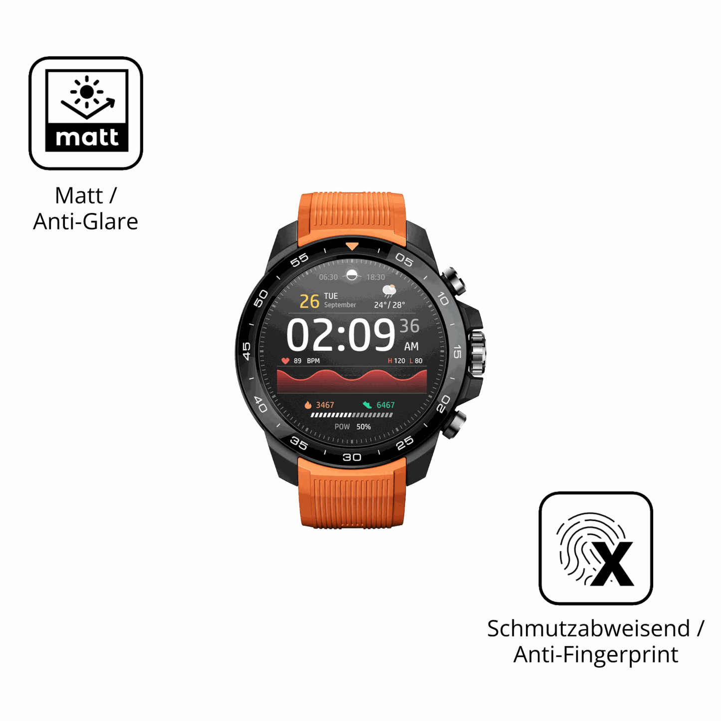 D�nne und entspiegelnde Folie passend zugeschnitten f�r Xiaomi Mibro GS Explorer S
