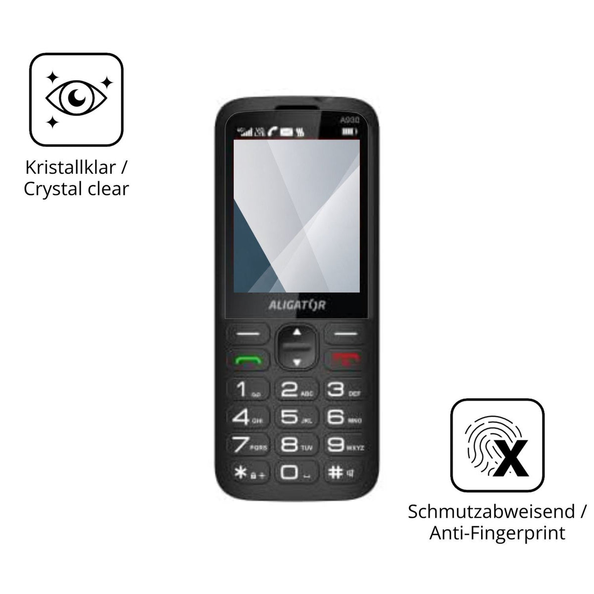 Flexible TPU-Folie passend zugeschnitten für ALIGATOR AZA930B, vollständige Abdeckung