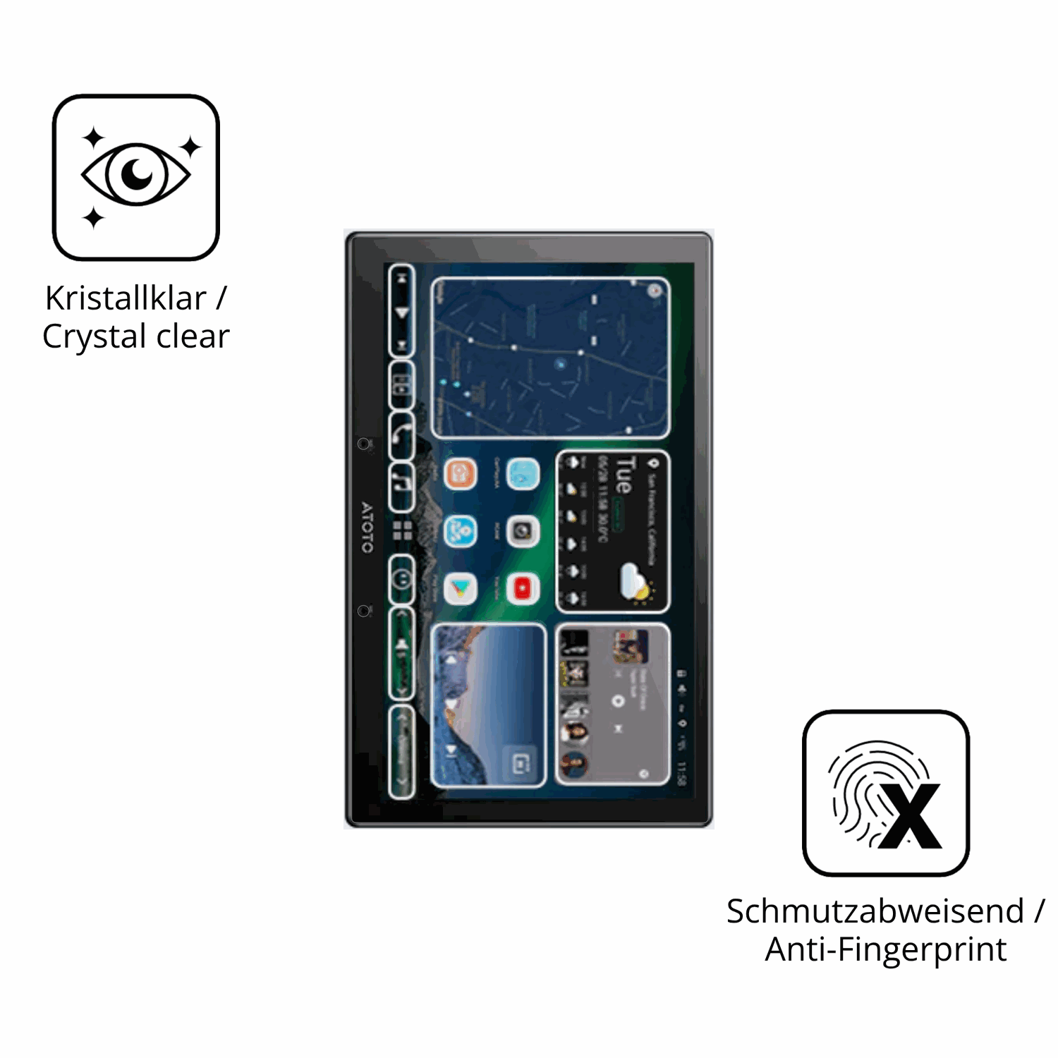Flexible TPU-Folie passend zugeschnitten für Atoto X10 10 Zoll, vollständige Abdeckung