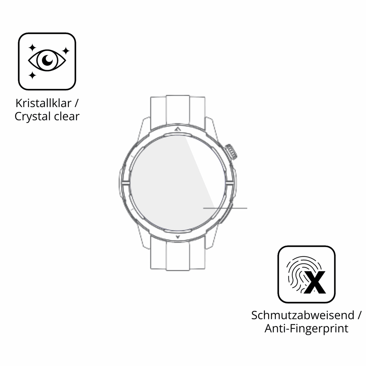 Flexible TPU-Folie passend zugeschnitten für Beafon Smartwatch 601, vollständige Abdeckung