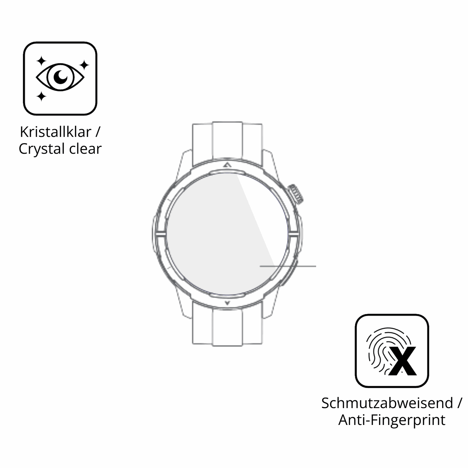 Flexible TPU-Folie passend zugeschnitten für Beafon Smartwatch 601, vollständige Abdeckung