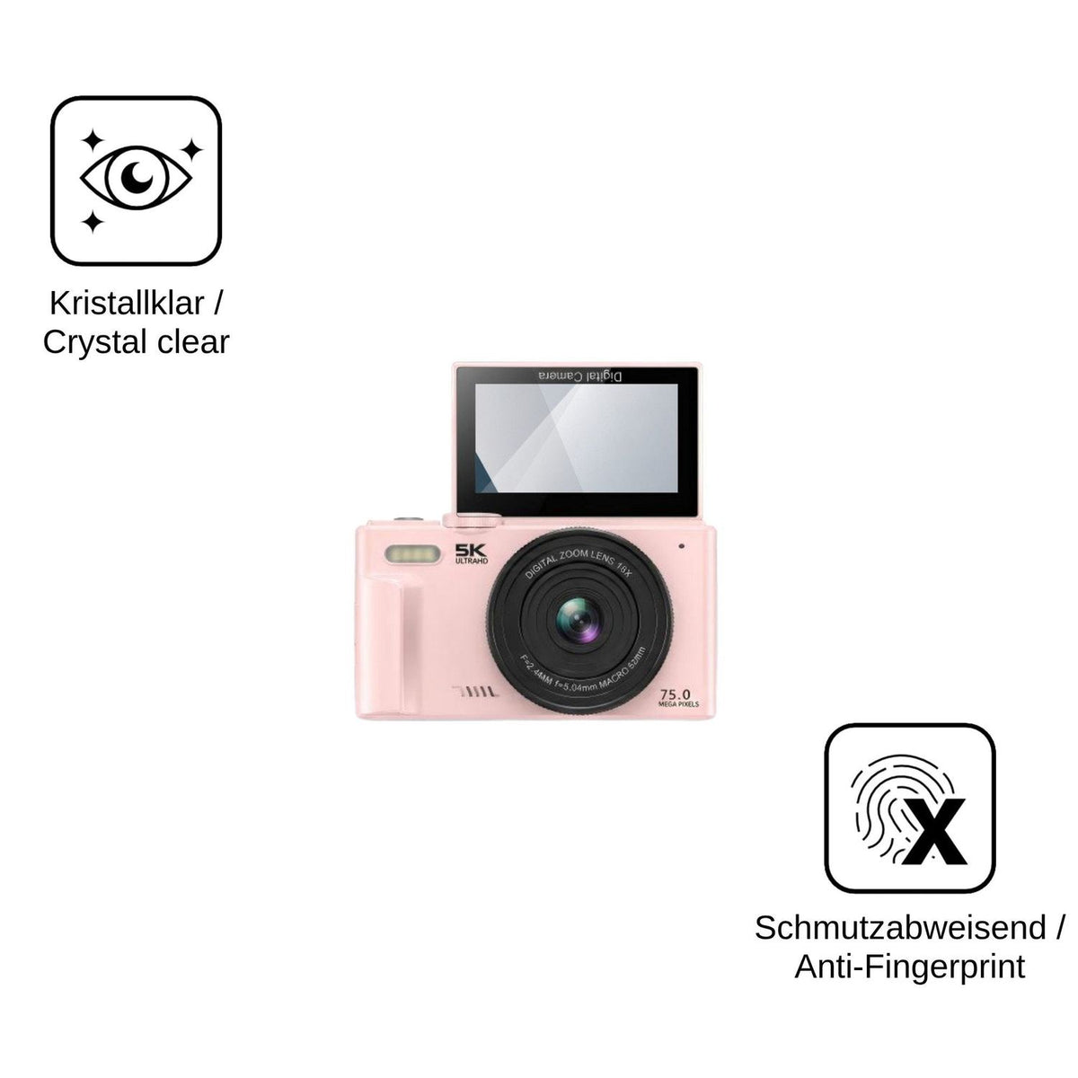 2x 9H Schutzfolie für Camtryzine WD08 5K 75MP Panzerfolie