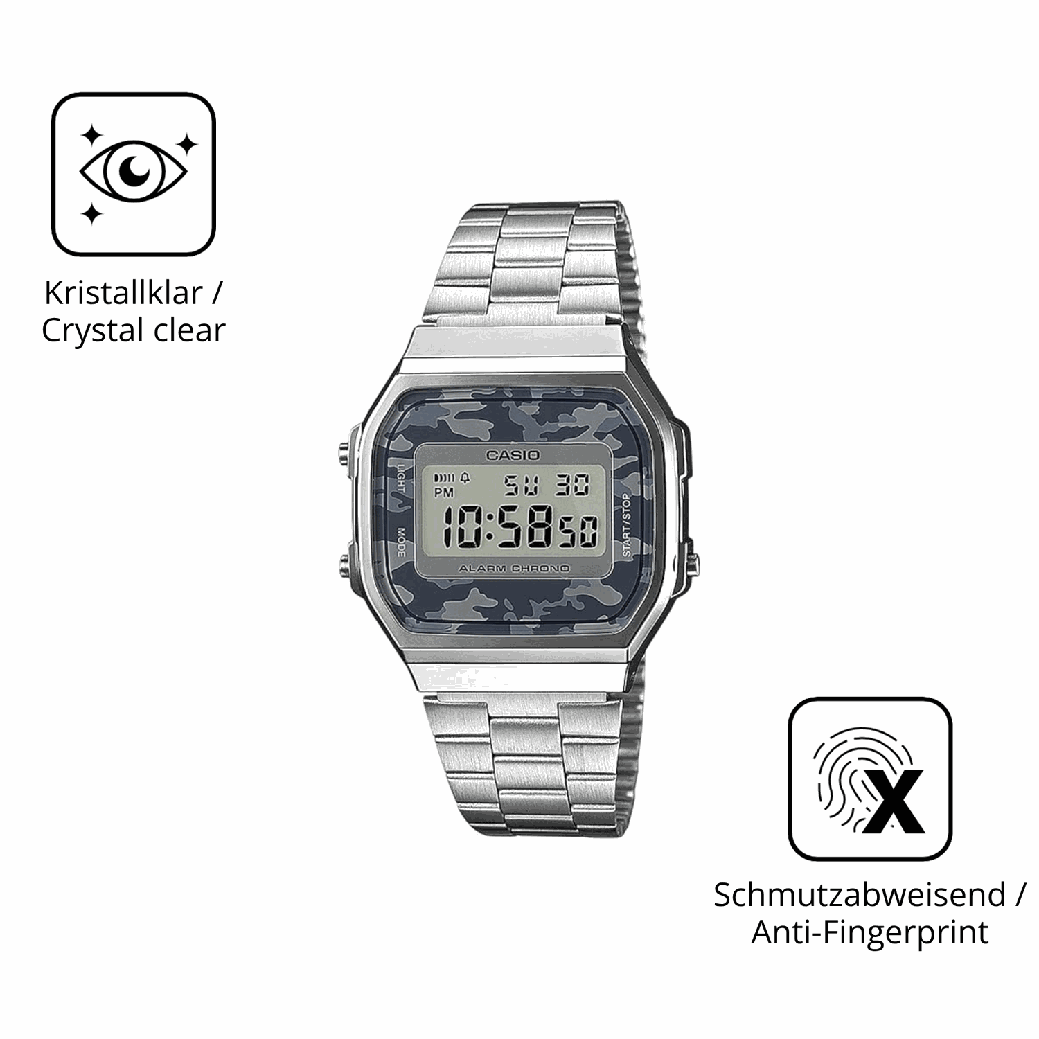 Flexible TPU-Folie passend zugeschnitten f�r Casio A168WEC-1EF, vollst�ndige Abdeckung