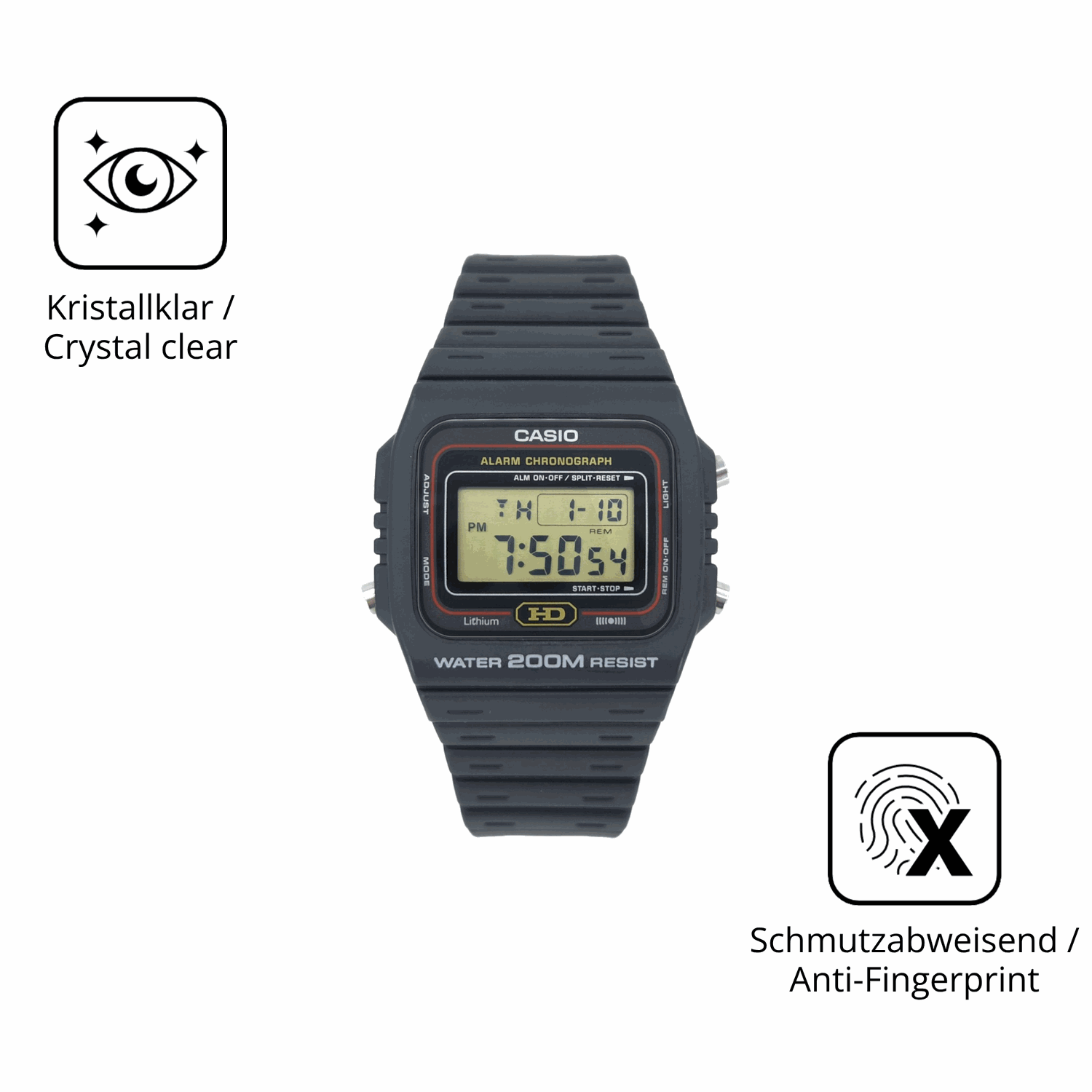 Flexible TPU-Folie passend zugeschnitten für Casio DW-260, vollständige Abdeckung