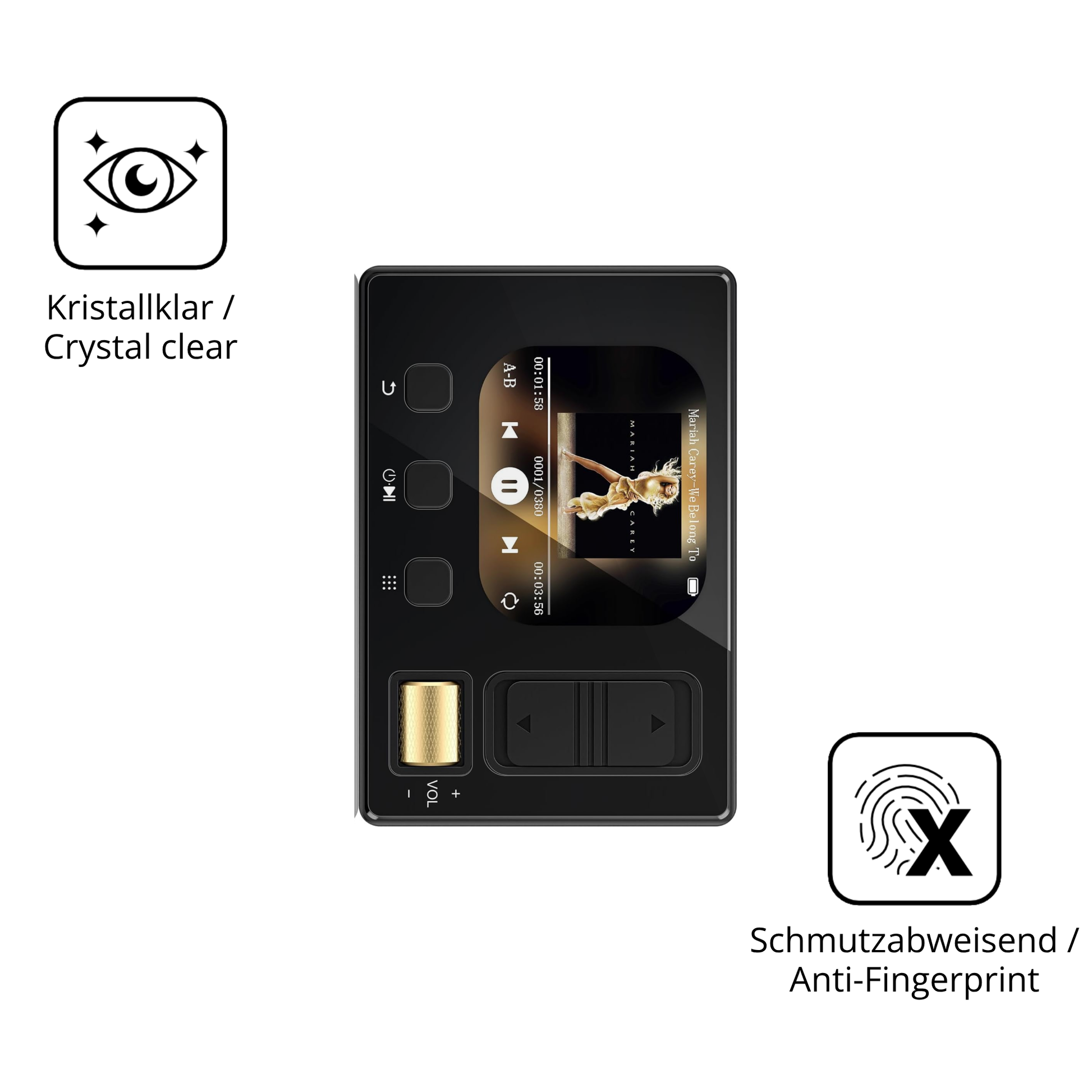 Flexible TPU-Folie passend zugeschnitten für Diofox M6 MP3-Player, vollständige Abdeckung