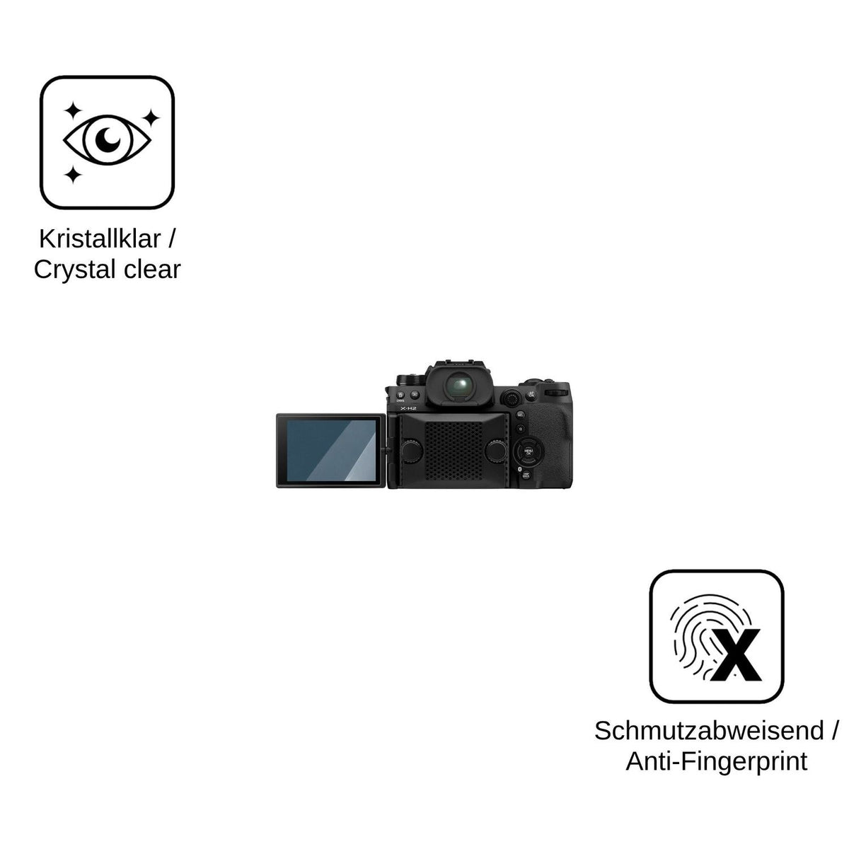2x 9H Schutzfolie für Fujifilm X-H2 Panzerfolie